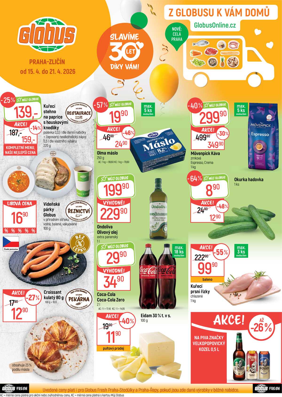Akční leták Globus 15.4. - 21.4.2026 - Globus Praha - Zličín strana 1