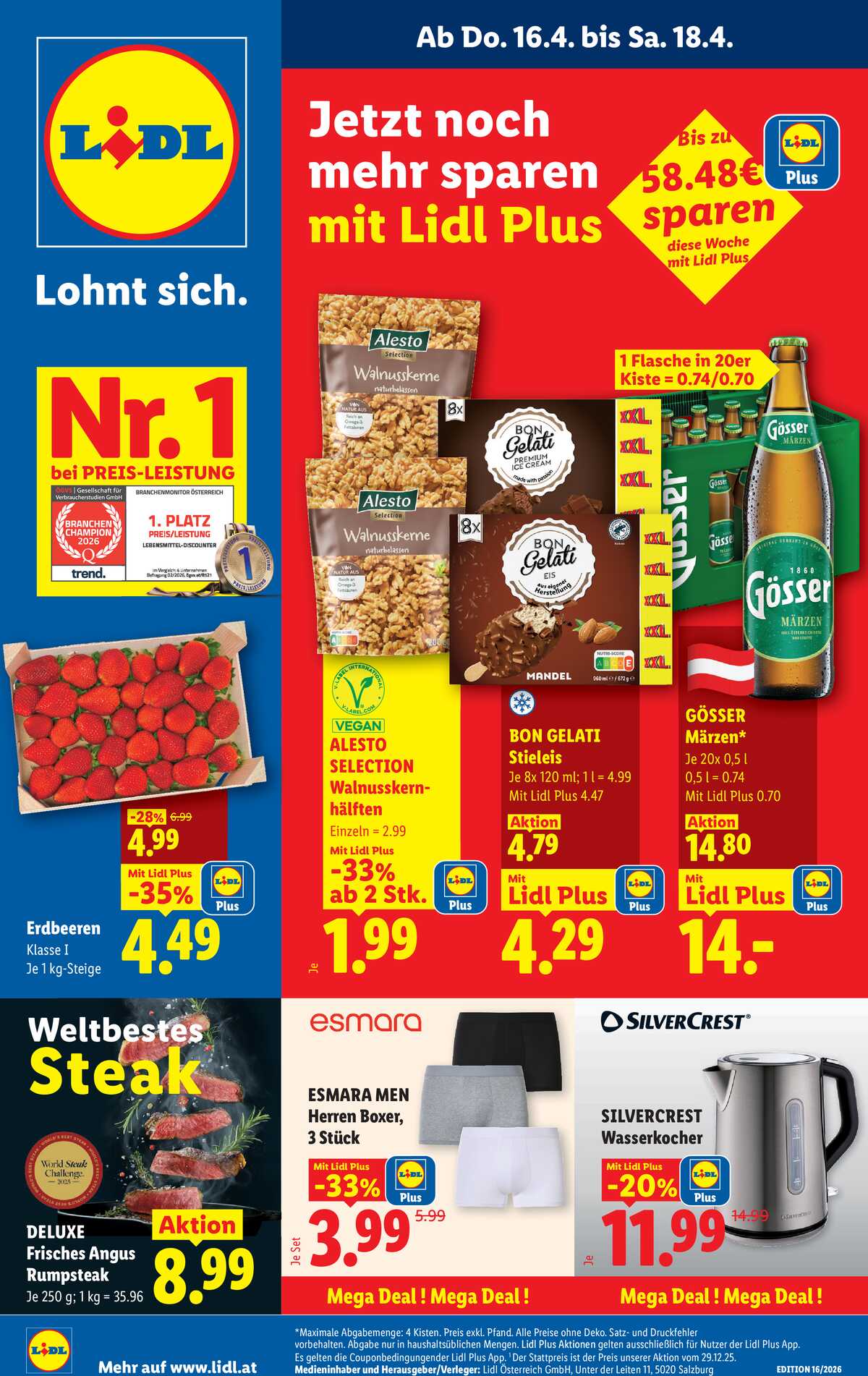 Leták Lidl Rakousko 16.4.-22.4.2026 strana 1