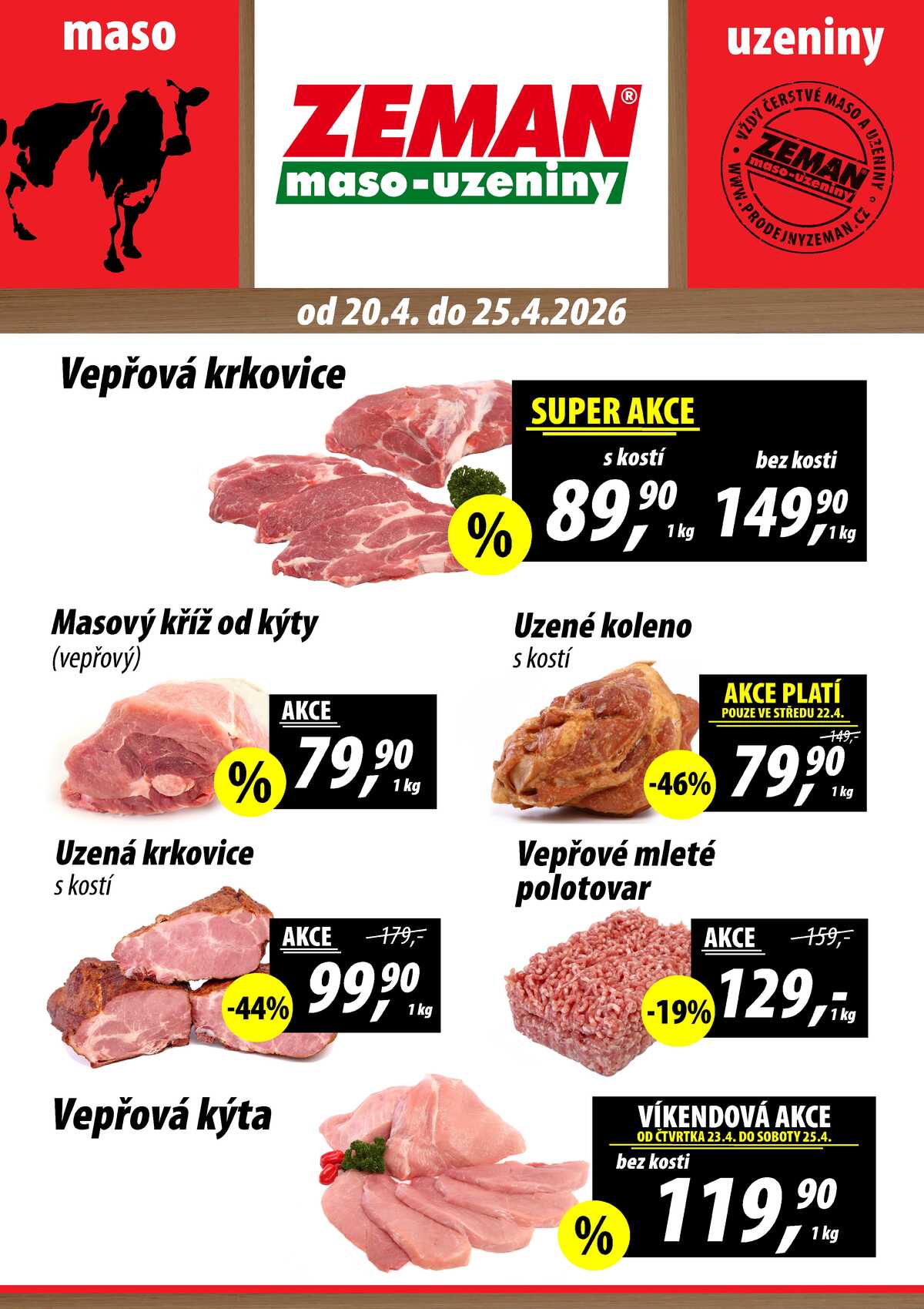ZEMAN maso-uzeniny akční leták pro vybrané prodejny první skupiny od 20.4. do 25.4.2026 strana 1