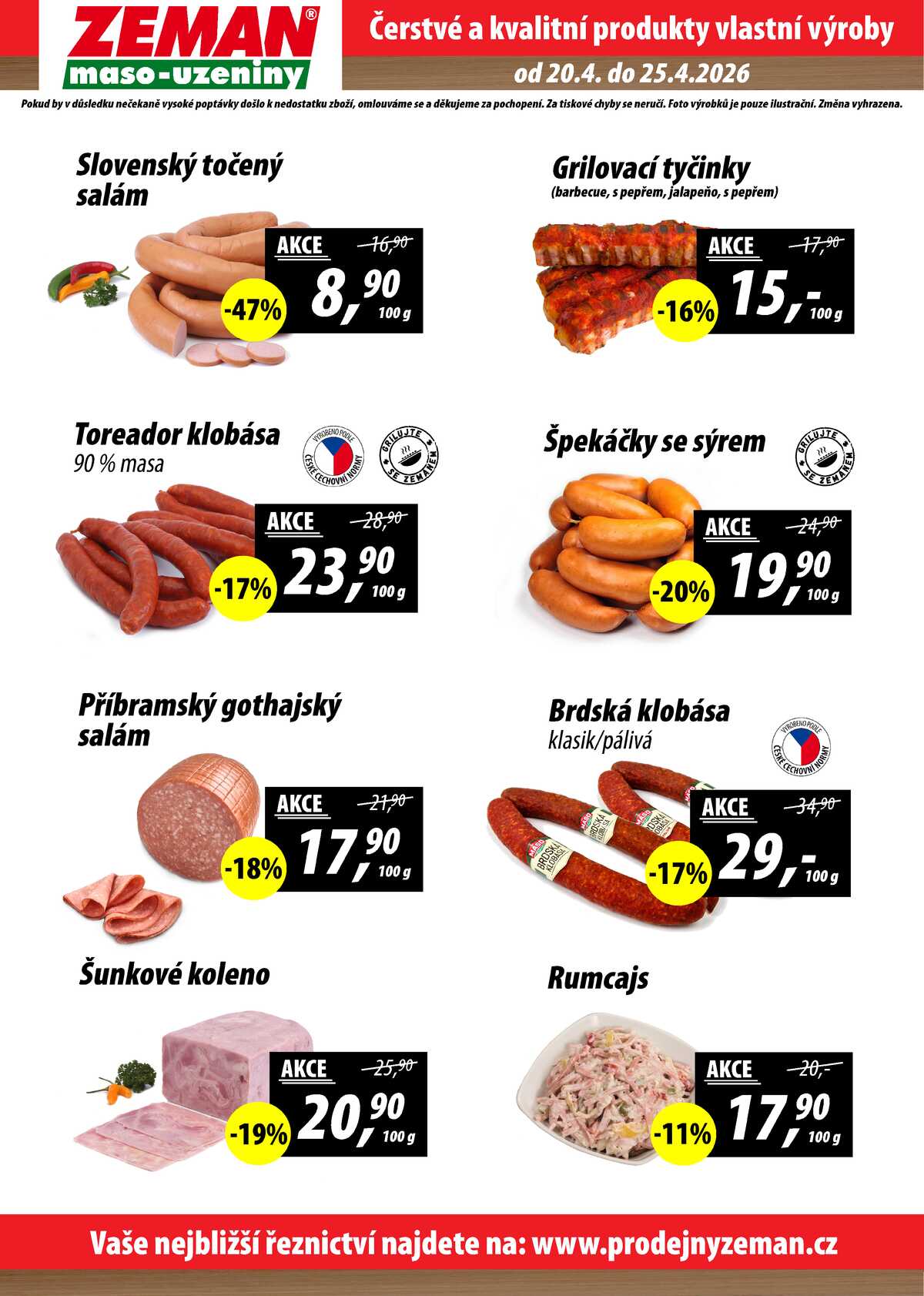 ZEMAN maso-uzeniny akční leták pro vybrané prodejny první skupiny od 20.4. do 25.4.2026 strana 2