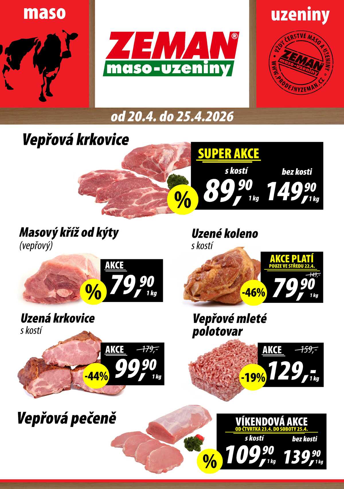 ZEMAN maso-uzeniny akční leták pro vybrané prodejny druhé skupiny od 20.4. do 25.4.2026 strana 1
