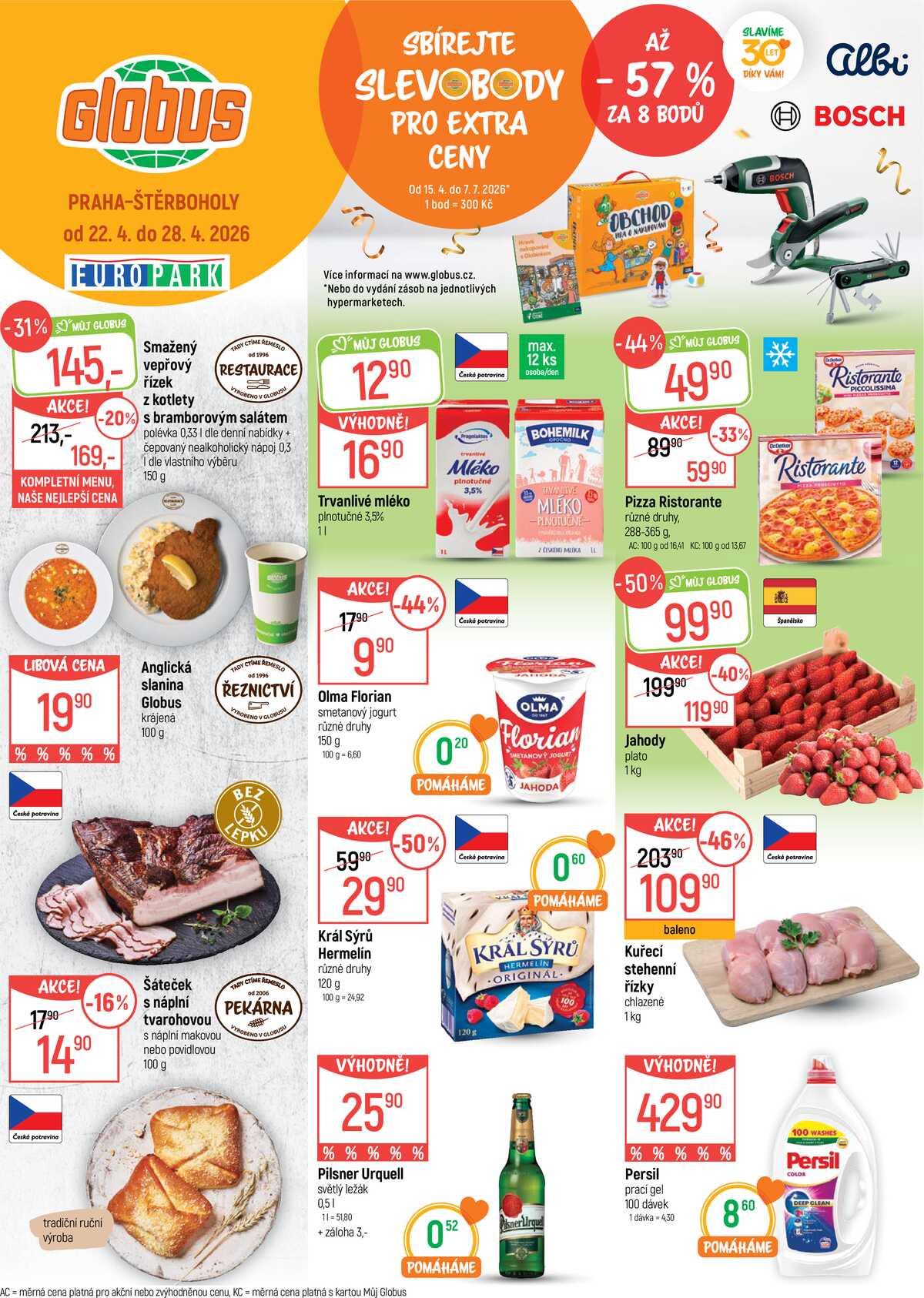 Akční leták Globus 22.4. - 28.4.2026 - Globus Praha - Štěrboholy strana 1