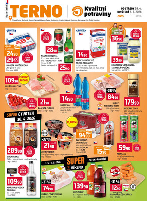 Terno České Budějovice, Třeboň, Trhové sviny, Bechyně, Týn nad Vltavou, Hradec Králové, Olomouc, Borovany, Zlín, Český Krumlov od 29.4. do 5.5.2026