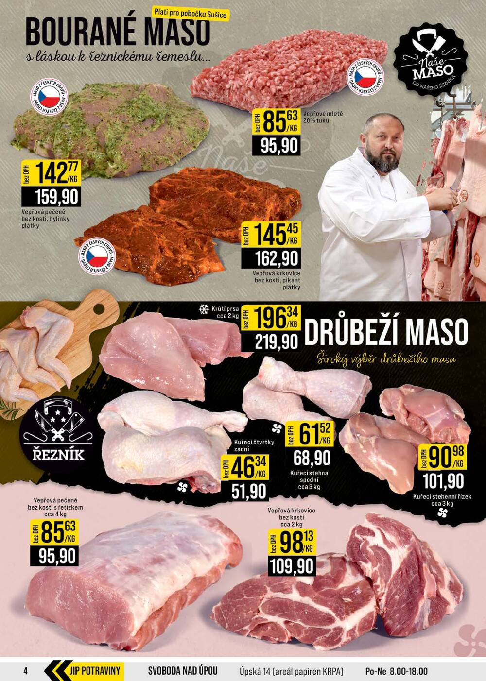 JIP Cash & Carry České Budějovice, Most, Náchod, Polička, Sušice a Svoboda nad Úpou od 22.4. do 28.4.2026