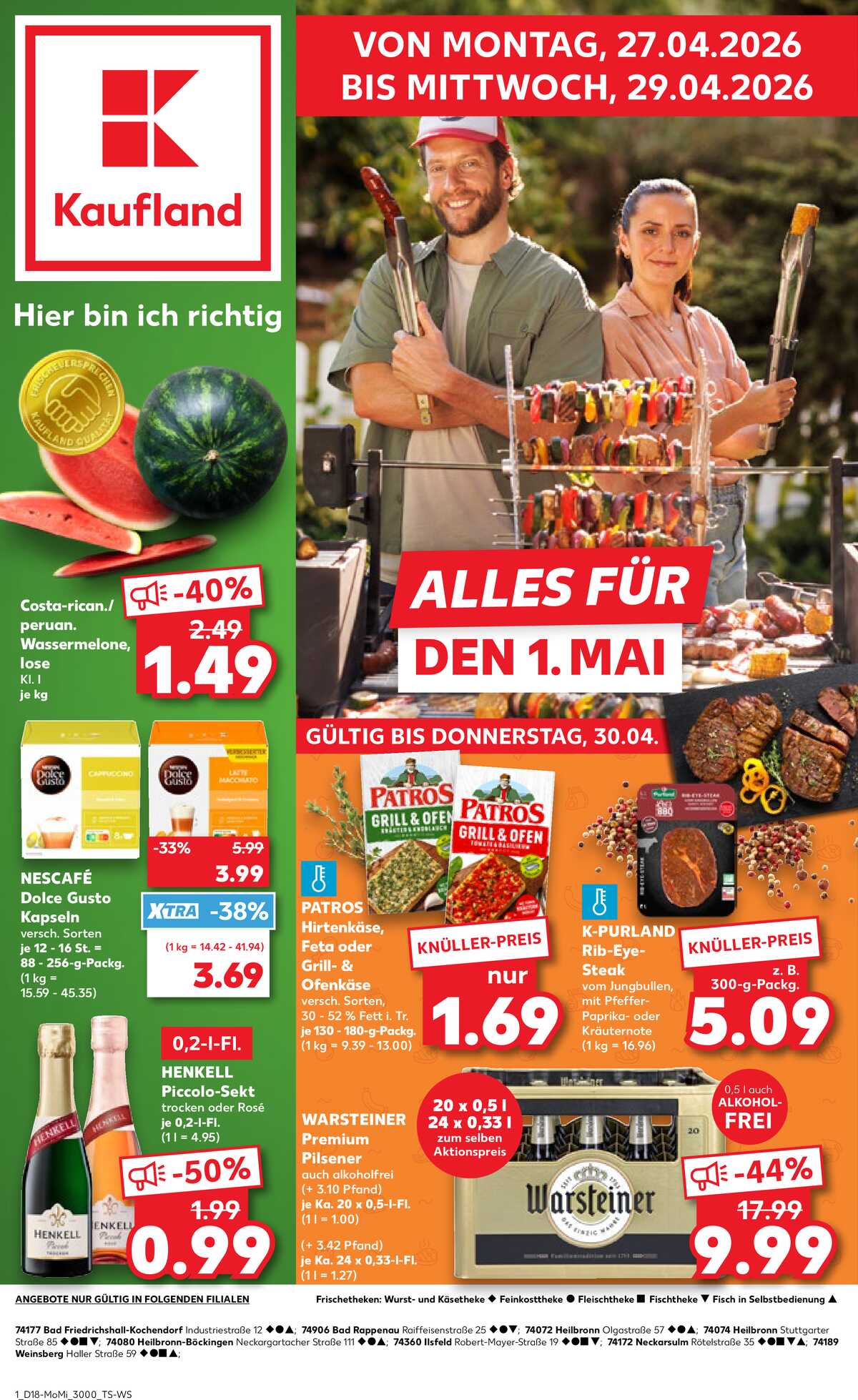 Leták Kaufland Německo 27.4.-29.4.2026 strana 1