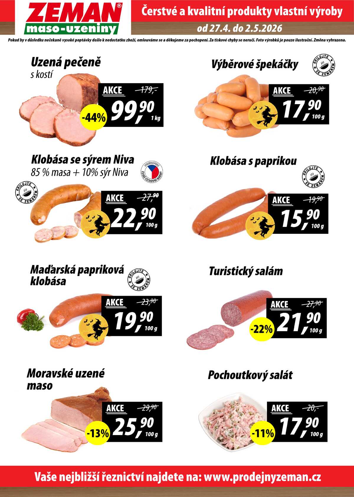 ZEMAN maso-uzeniny akční leták pro vybrané prodejny druhé skupiny od 27.4. do 2.5.2026 strana 2