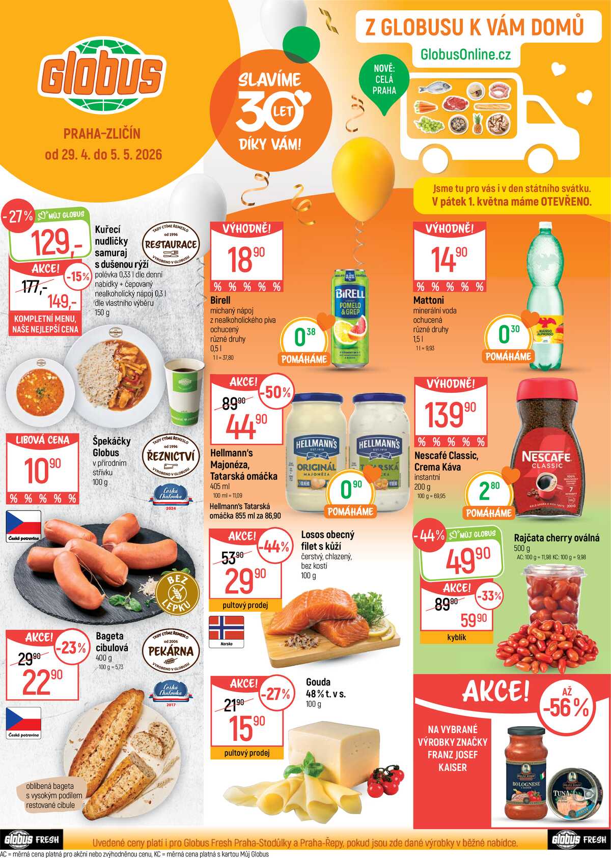 Akční leták Globus 29.4. - 5.5.2026 - Globus Praha - Zličín strana 1