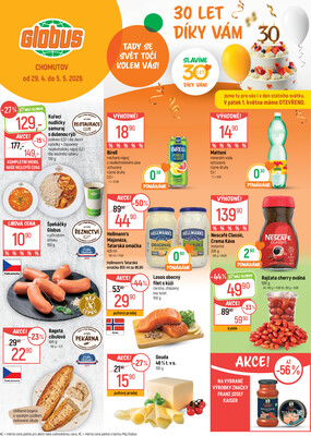 Akční leták Globus 29.4. - 5.5.2026 - Globus Chomutov