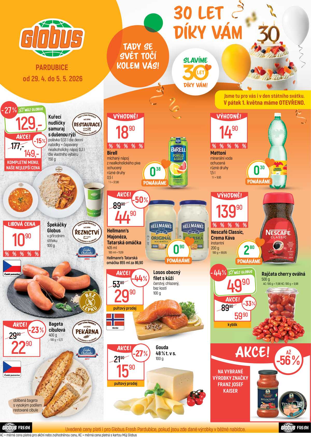Akční leták Globus 29.4. - 5.5.2026 - Globus Pardubice strana 1