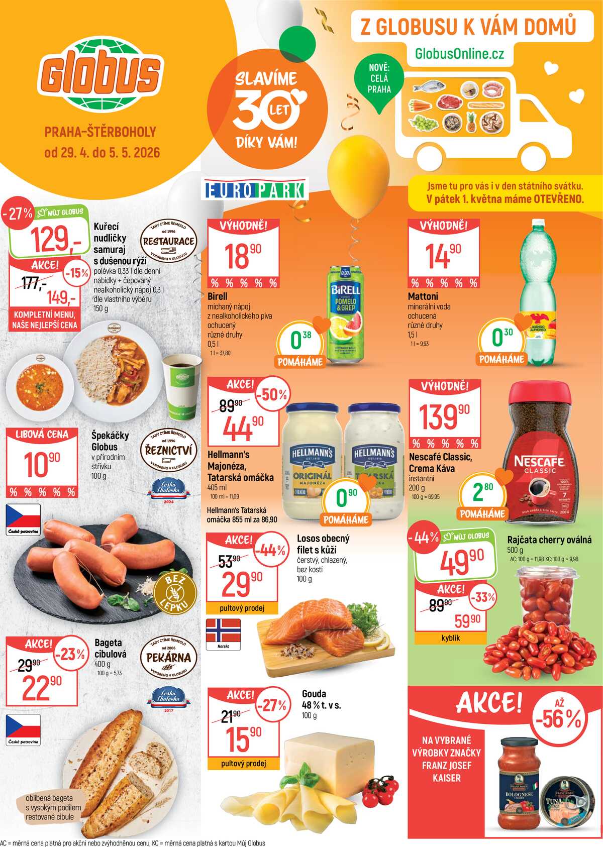 Akční leták Globus 29.4. - 5.5.2026 - Globus Praha - Štěrboholy strana 1