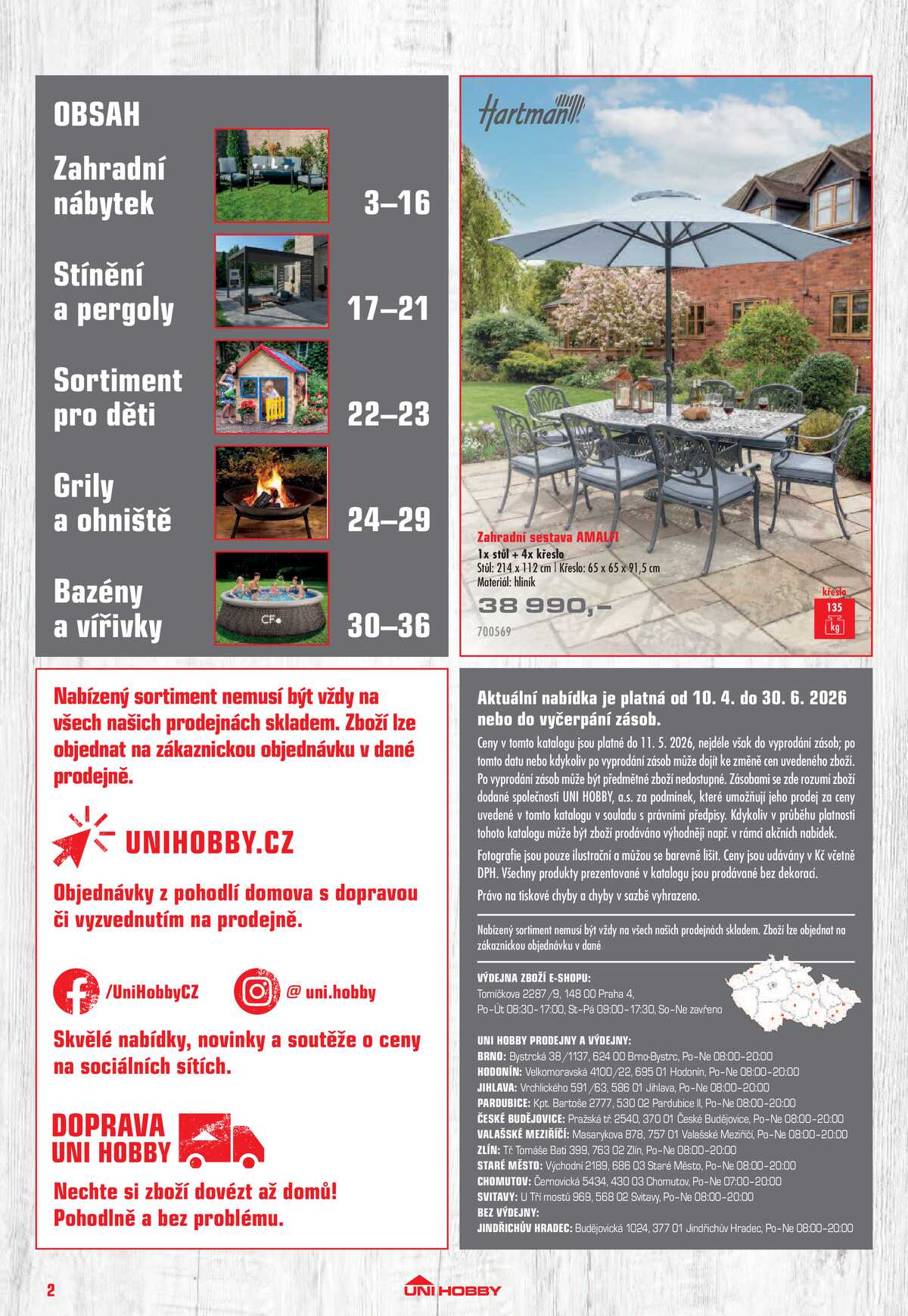 UNI HOBBY Katalog nábytek, grily a bazény 2026 strana 2