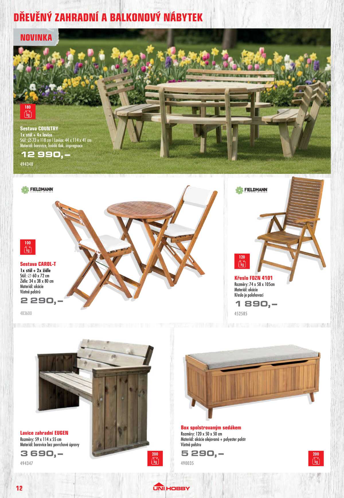 UNI HOBBY Katalog nábytek, grily a bazény 2026 strana 12