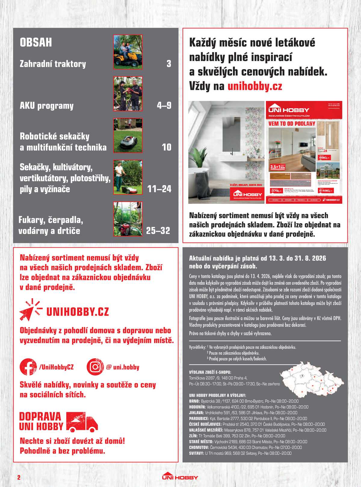 UNI HOBBY Katalog zahradní techniky 2026 strana 2