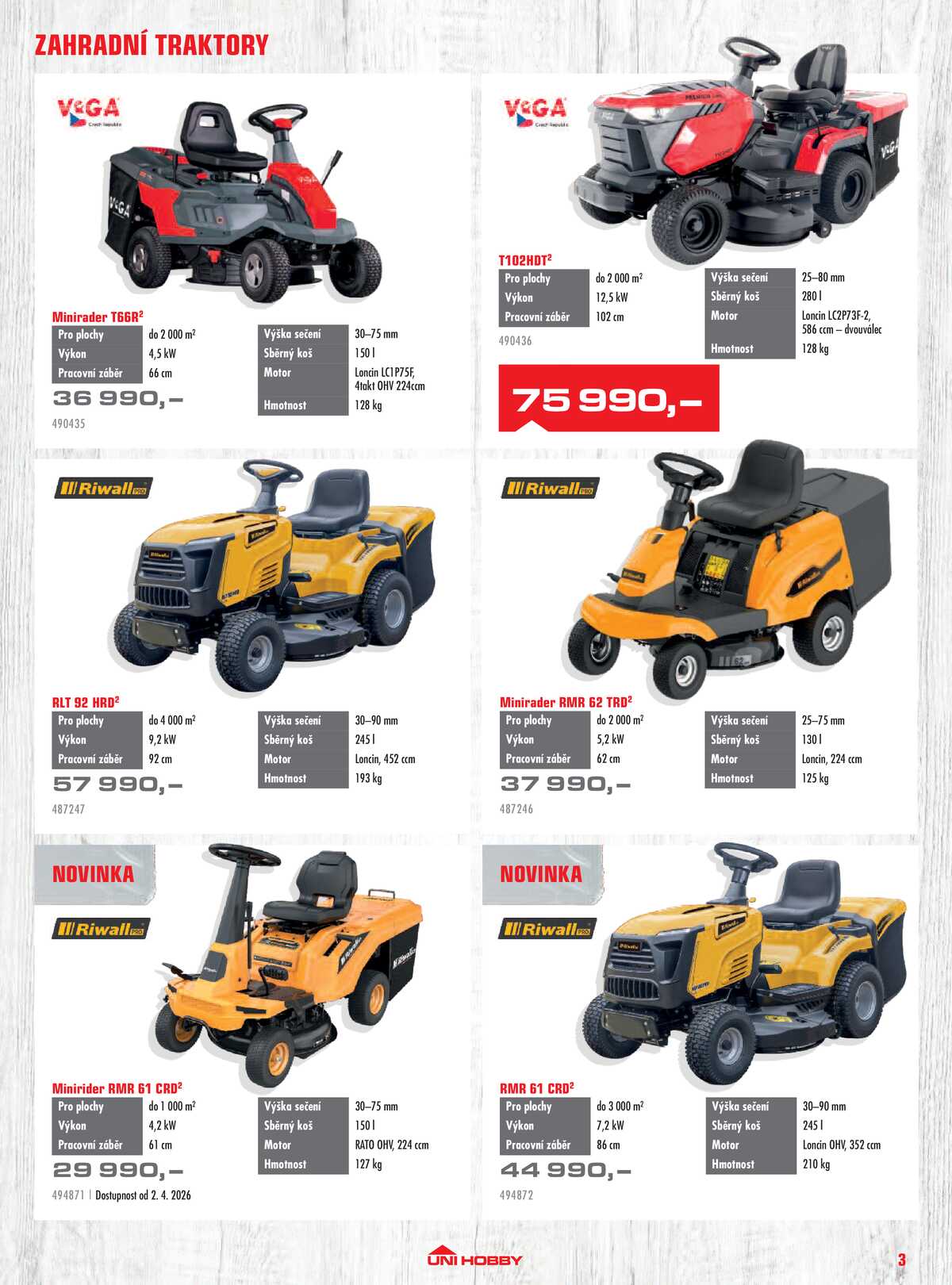 UNI HOBBY Katalog zahradní techniky 2026 strana 3