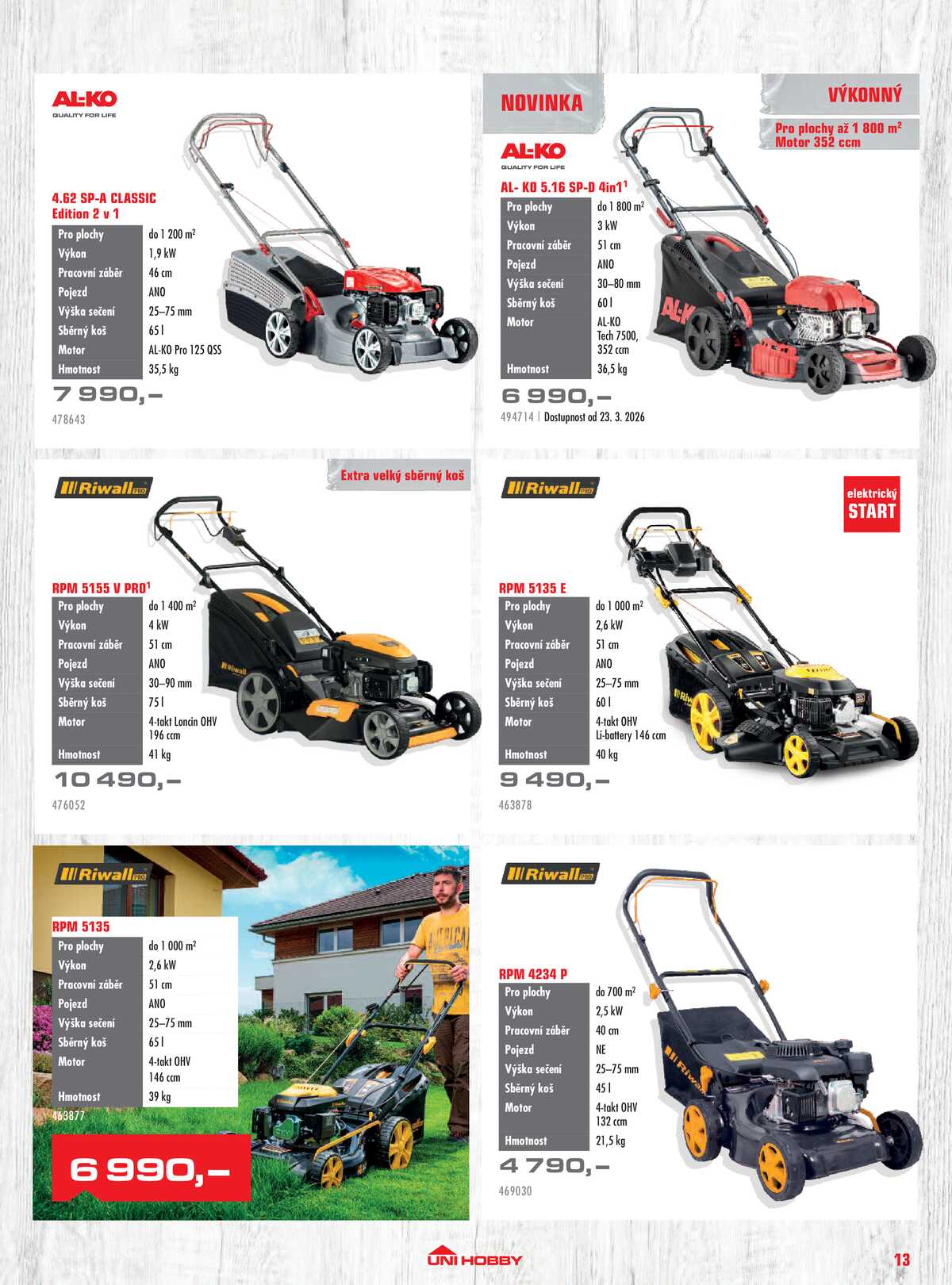 UNI HOBBY Katalog zahradní techniky 2026 strana 13