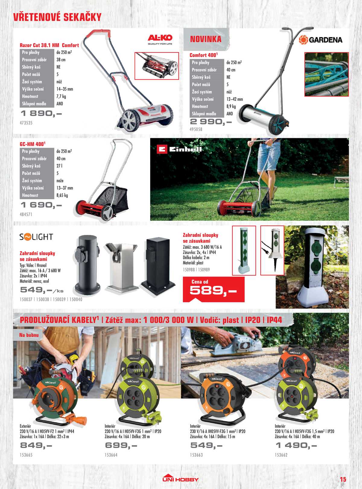 UNI HOBBY Katalog zahradní techniky 2026 strana 15