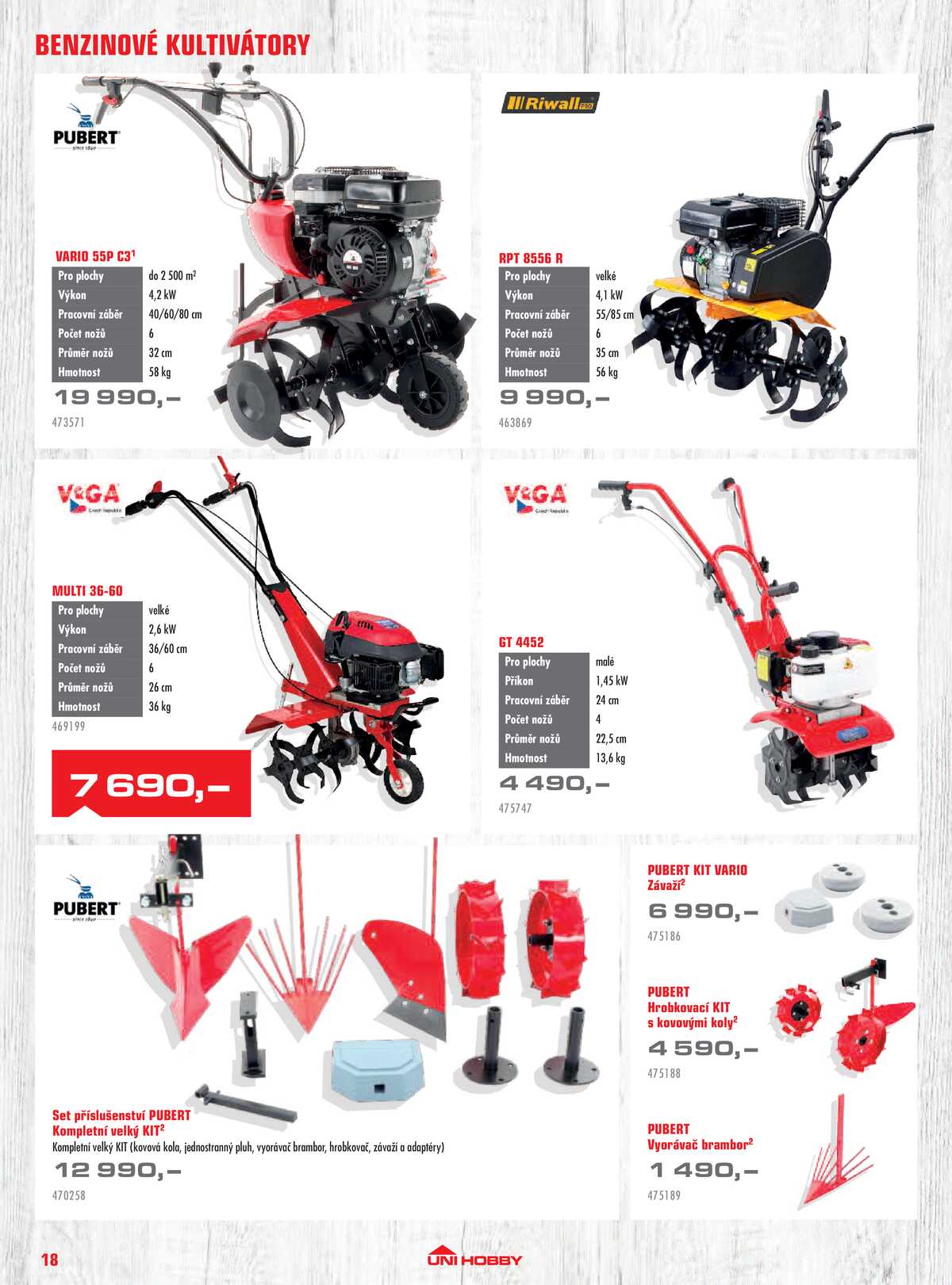 UNI HOBBY Katalog zahradní techniky 2026 strana 18