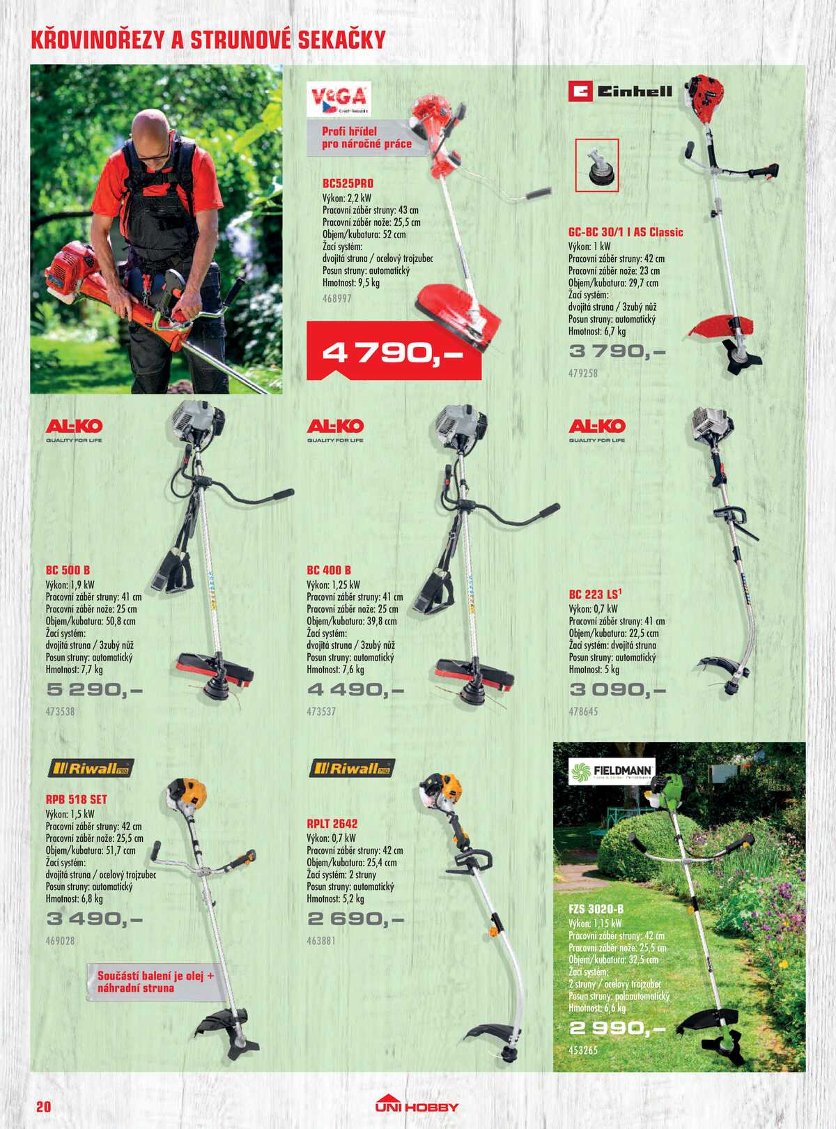 UNI HOBBY Katalog zahradní techniky 2026 strana 20