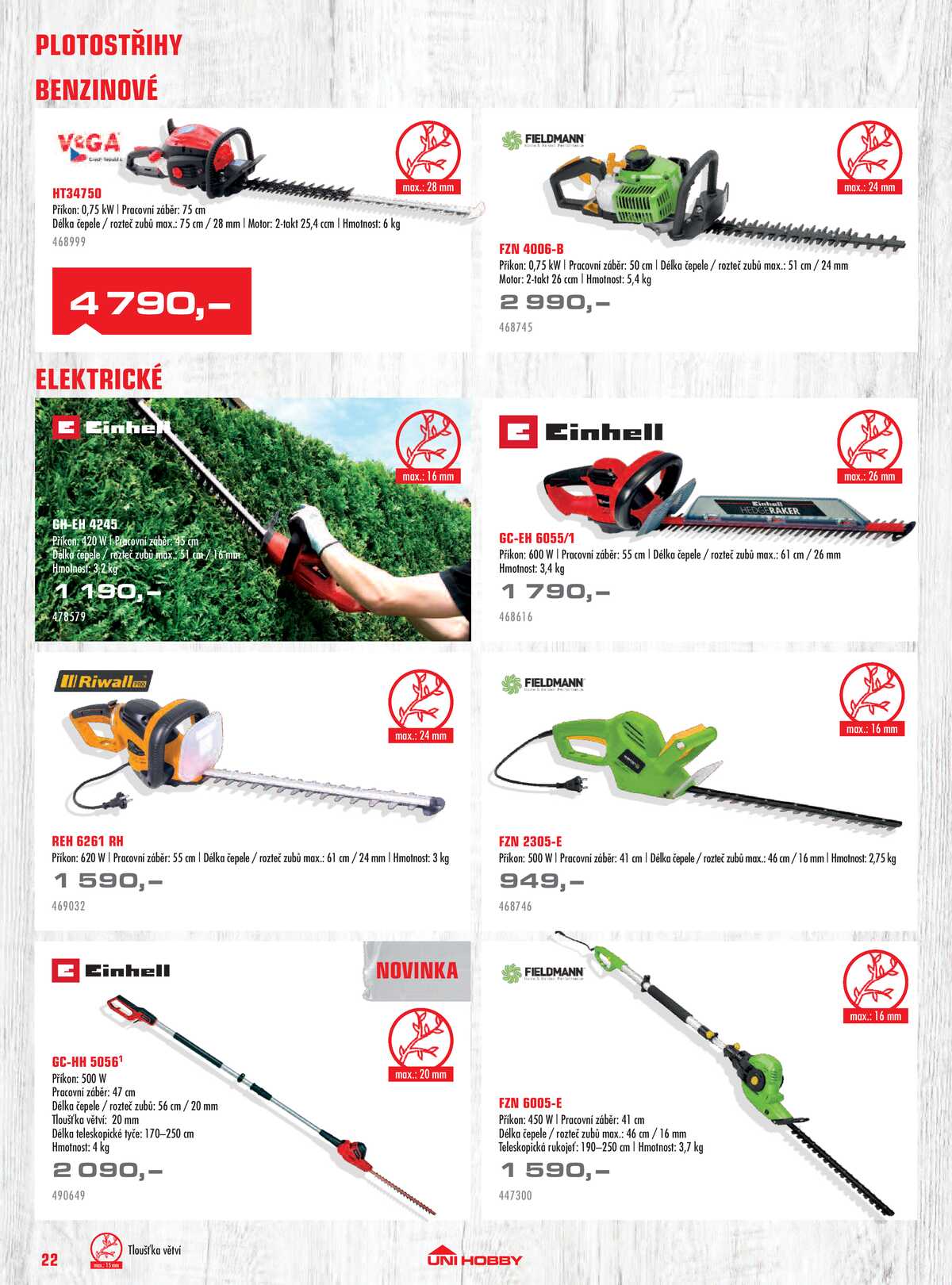 UNI HOBBY Katalog zahradní techniky 2026 strana 22