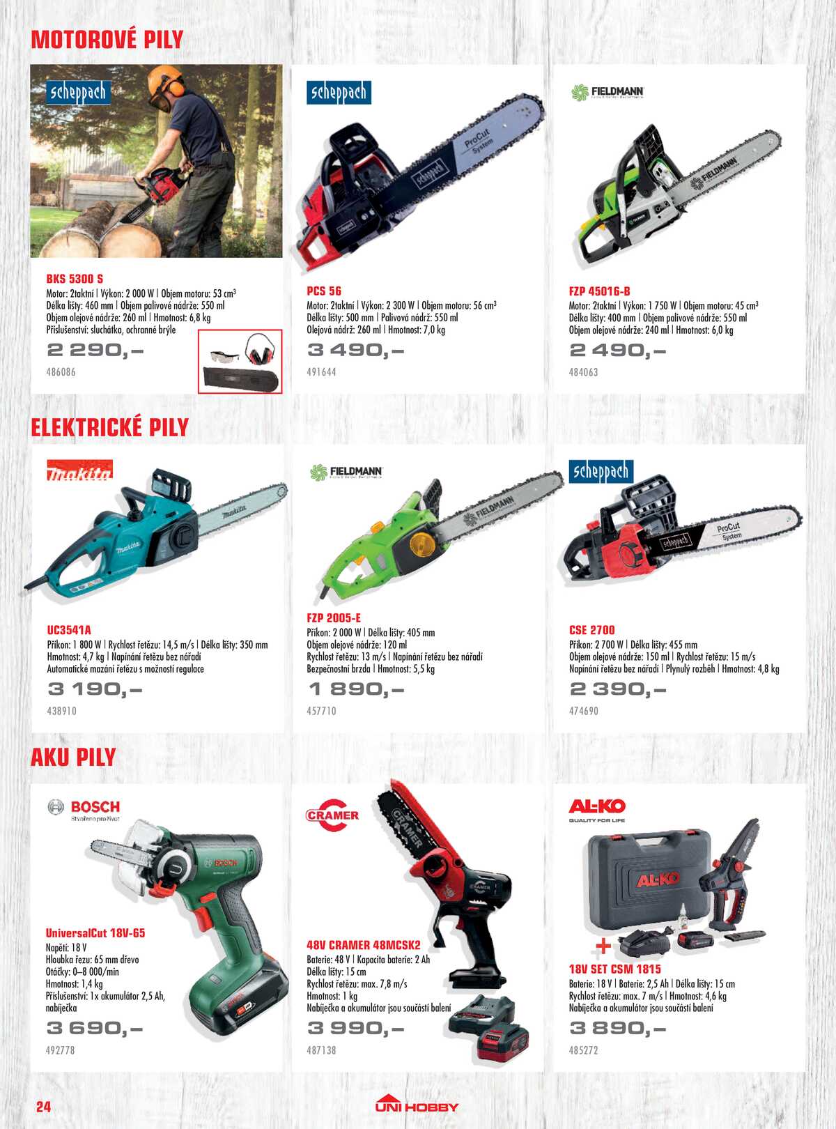 UNI HOBBY Katalog zahradní techniky 2026 strana 24