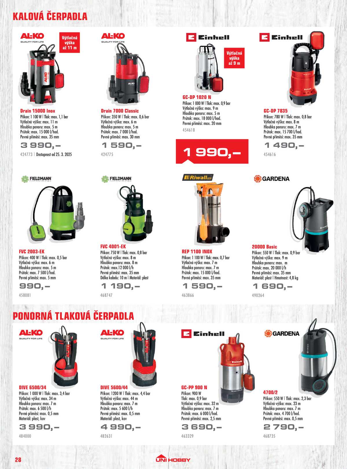 UNI HOBBY Katalog zahradní techniky 2026 strana 28