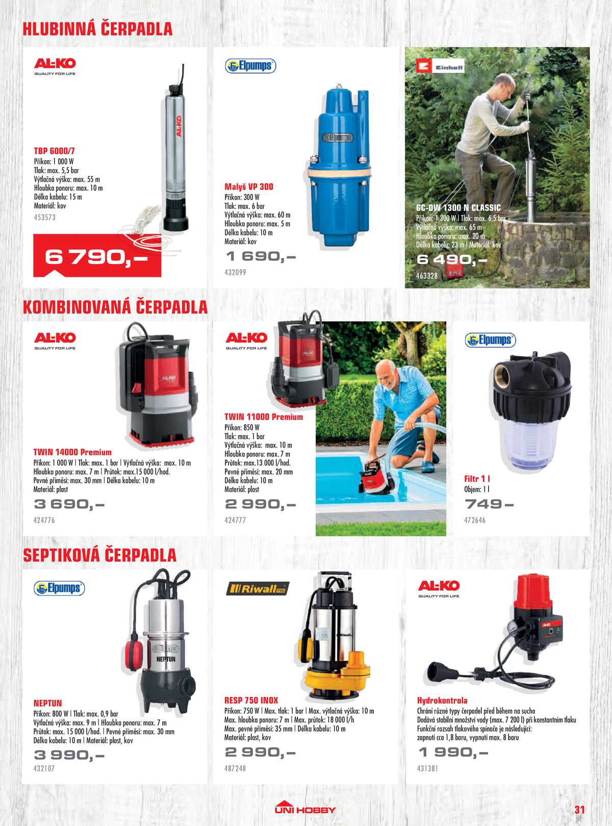 UNI HOBBY Katalog zahradní techniky 2026 strana 31