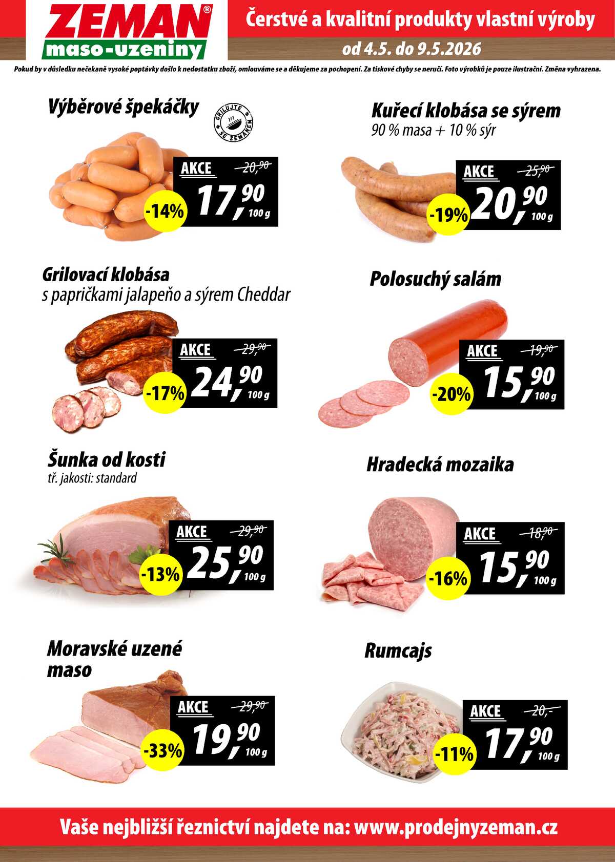 ZEMAN maso-uzeniny akční leták pro vybrané prodejny první skupiny od 4.5. do 9.5.2026 strana 2