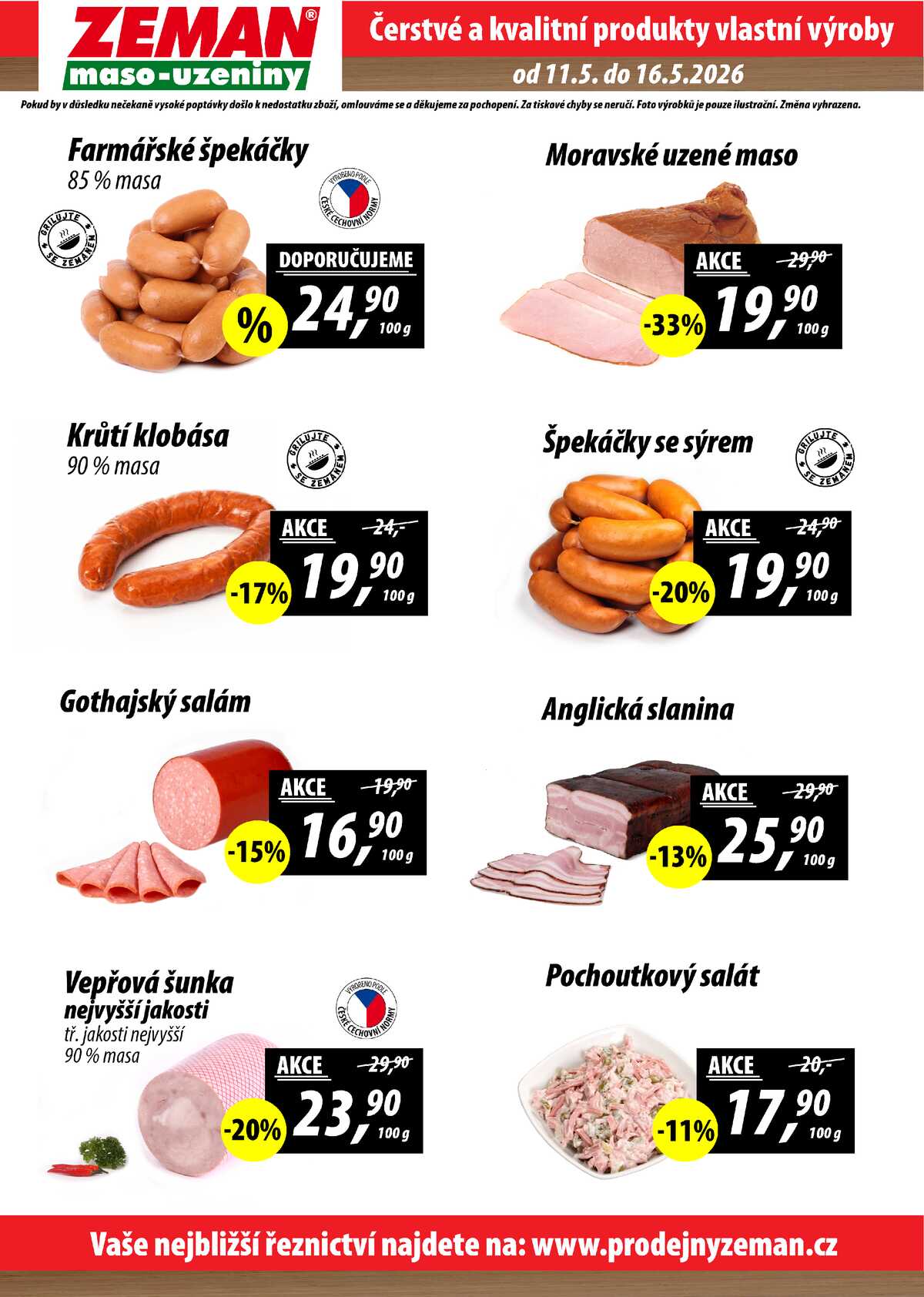 ZEMAN maso-uzeniny akční leták pro vybrané prodejny druhé skupiny od 11.5. do 16.5.2026 strana 2