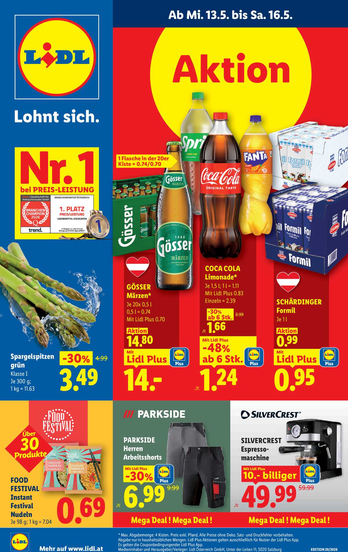 Leták Lidl Rakousko 13.5.-20.5.2026 strana 1