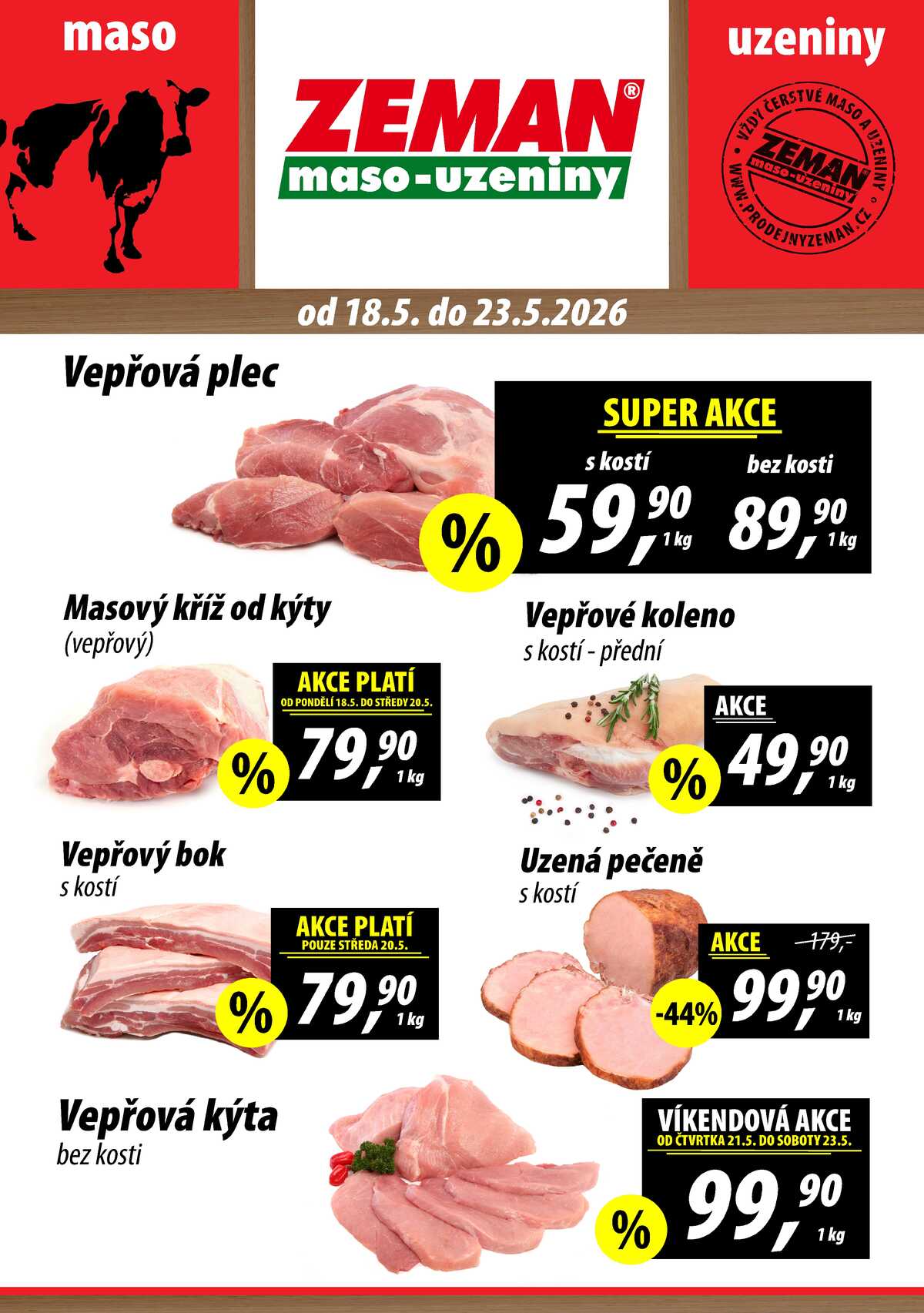 ZEMAN maso-uzeniny akční leták pro vybrané prodejny druhé skupiny od 18.5. do 23.5.2026 strana 1