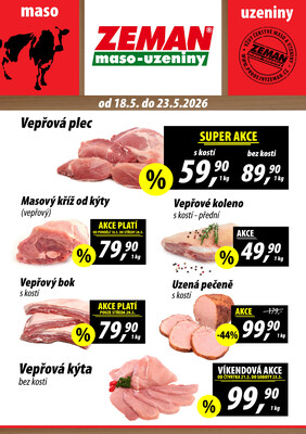 ZEMAN maso-uzeniny akční leták pro vybrané prodejny druhé skupiny od 18.5. do 23.5.2026
