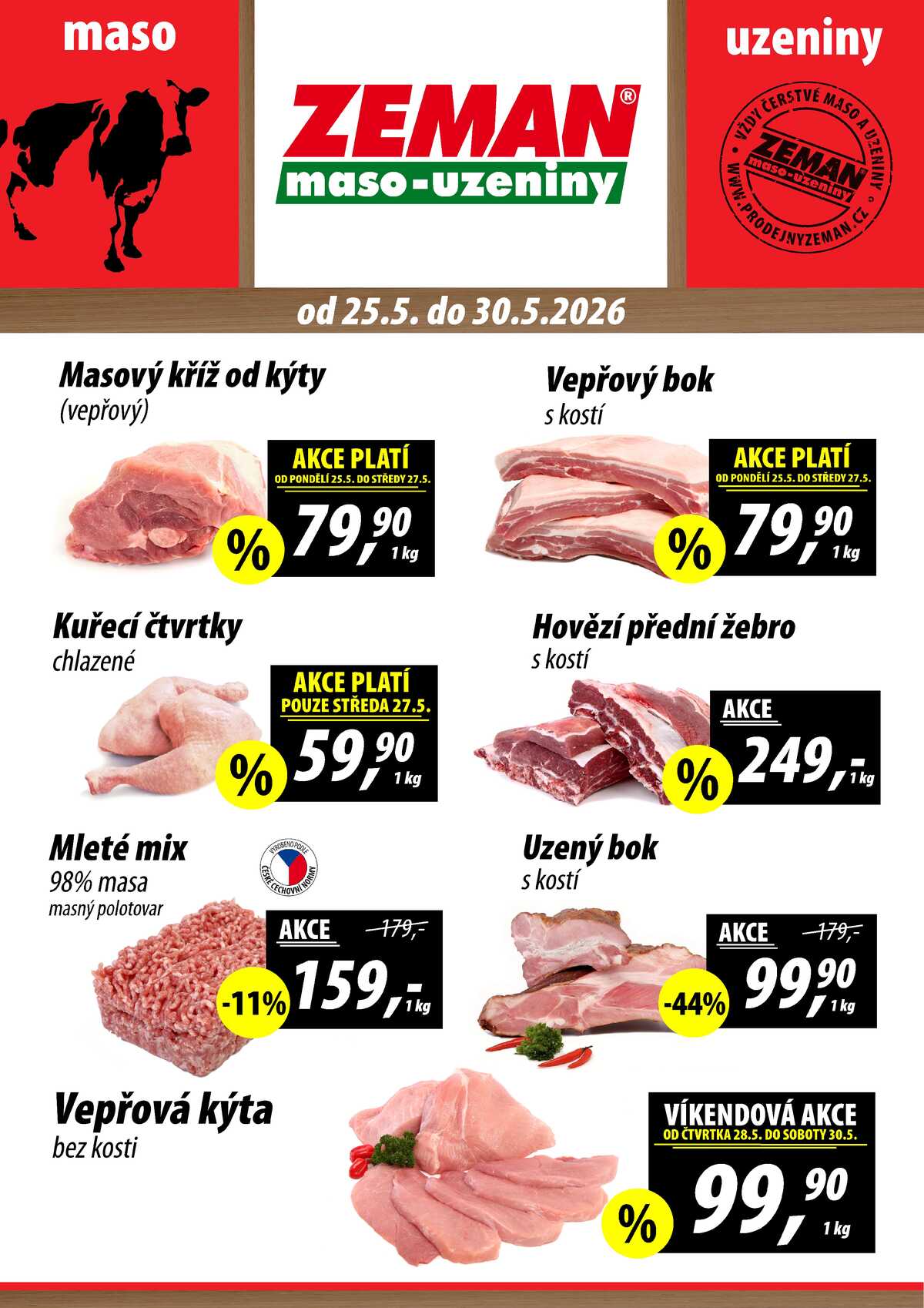 ZEMAN maso-uzeniny akční leták pro vybrané prodejny první skupiny od 25.5. do 30.5.2026 strana 1
