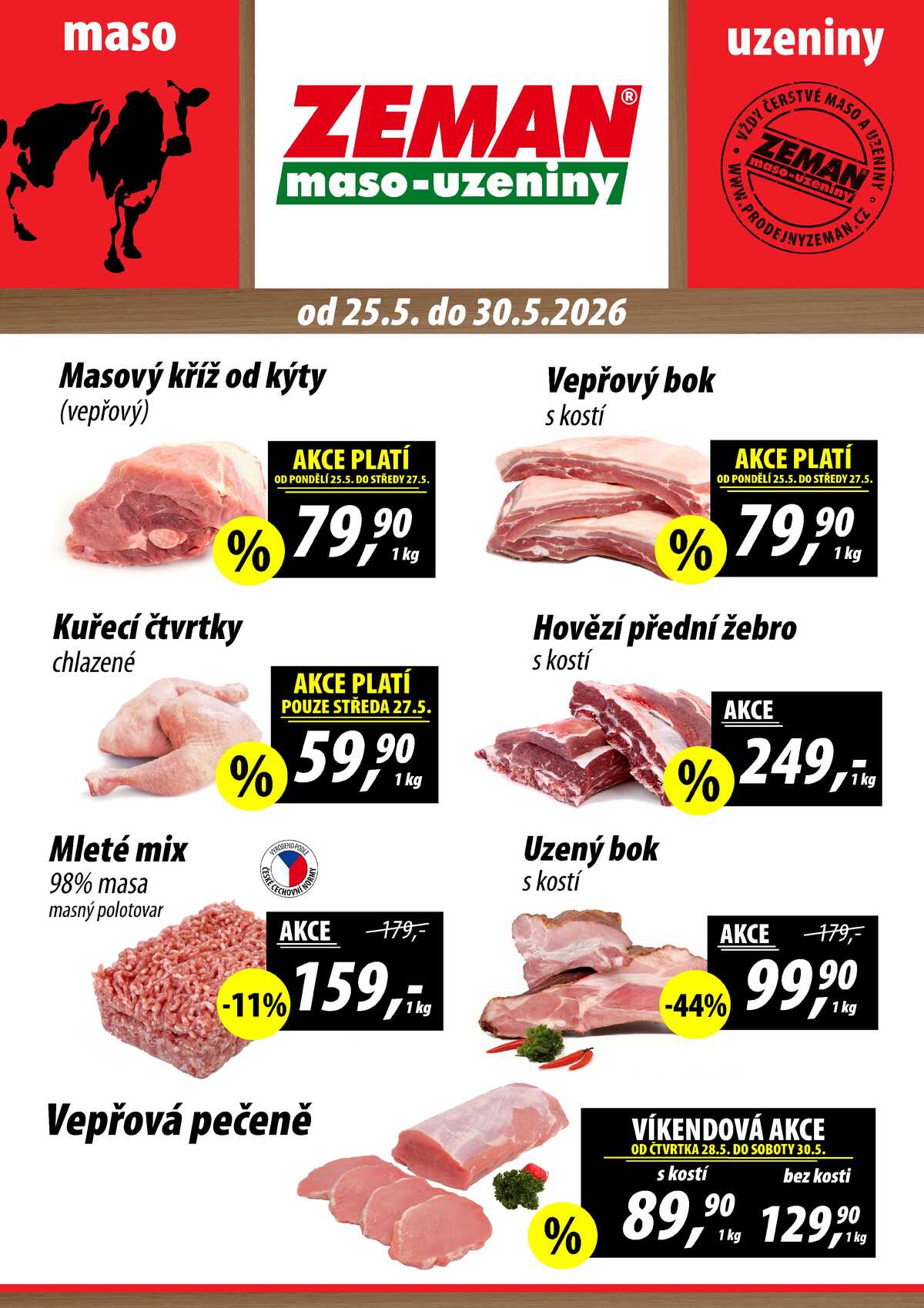 ZEMAN maso-uzeniny akční leták pro vybrané prodejny druhé skupiny od 25.5. do 30.5.2026 strana 1