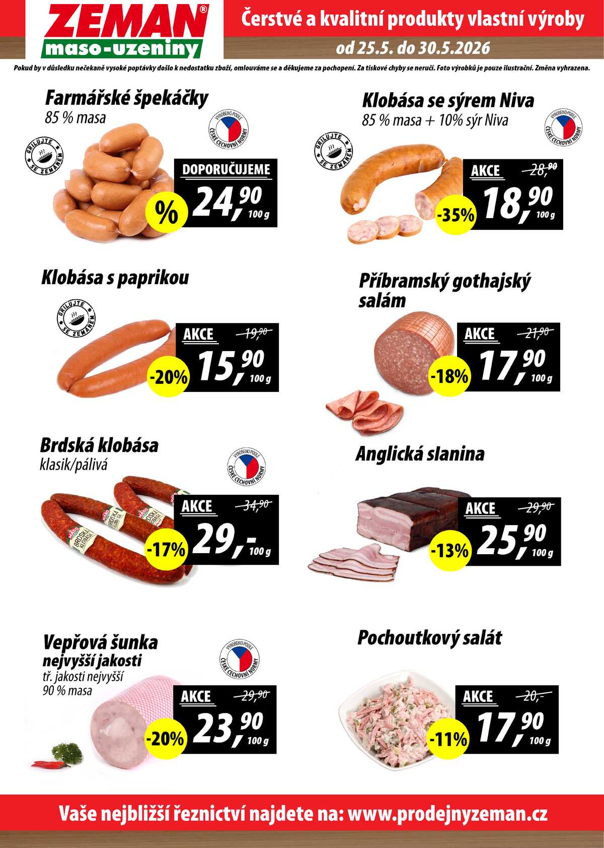 ZEMAN maso-uzeniny akční leták pro vybrané prodejny druhé skupiny od 25.5. do 30.5.2026 strana 2