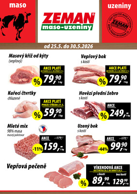 ZEMAN maso-uzeniny akční leták pro vybrané prodejny druhé skupiny od 25.5. do 30.5.2026