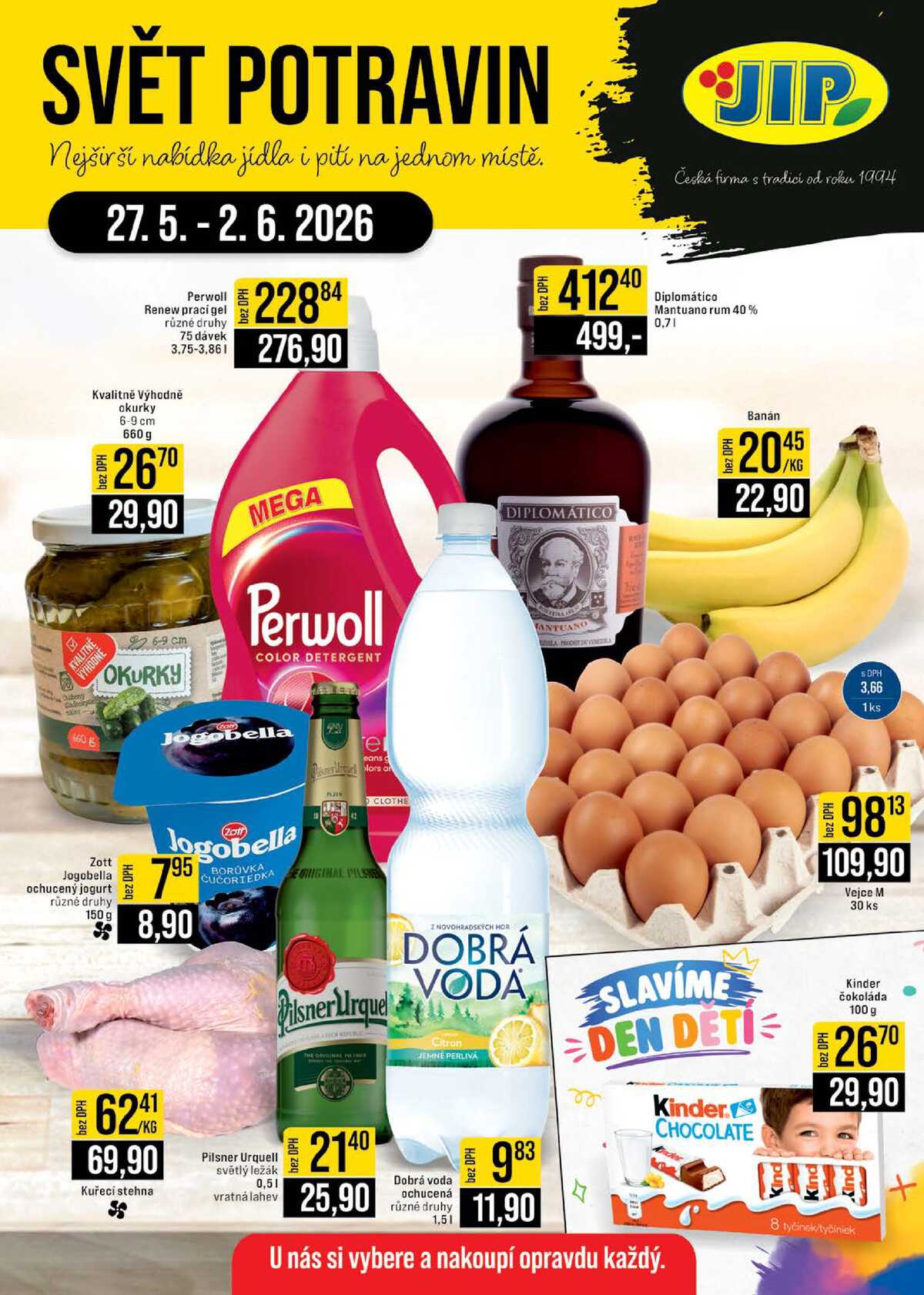 JIP Akční Leták Svět potravin - Brno, Jilemnice, Karlovy Vary, Olomouc, Ostrava, Pardubice, Polička, Praha, Zlín  od 27.5. do 2.6.2026 strana 1