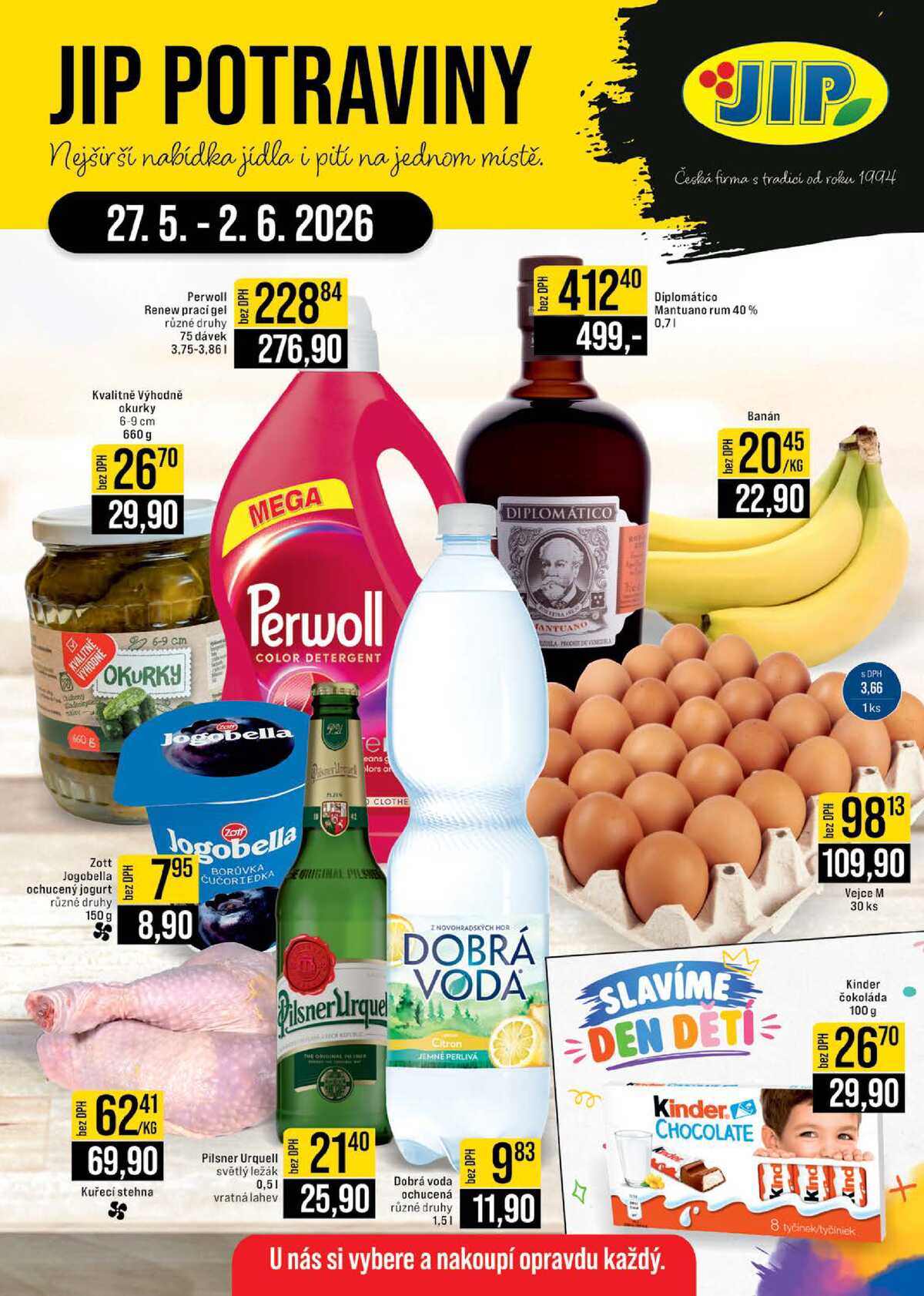 JIP Akční leták potraviny - České Budějovice, Most, Náchod, Sušice, Svoboda nad Úpou od 27.5. do 2.6.2026 strana 1