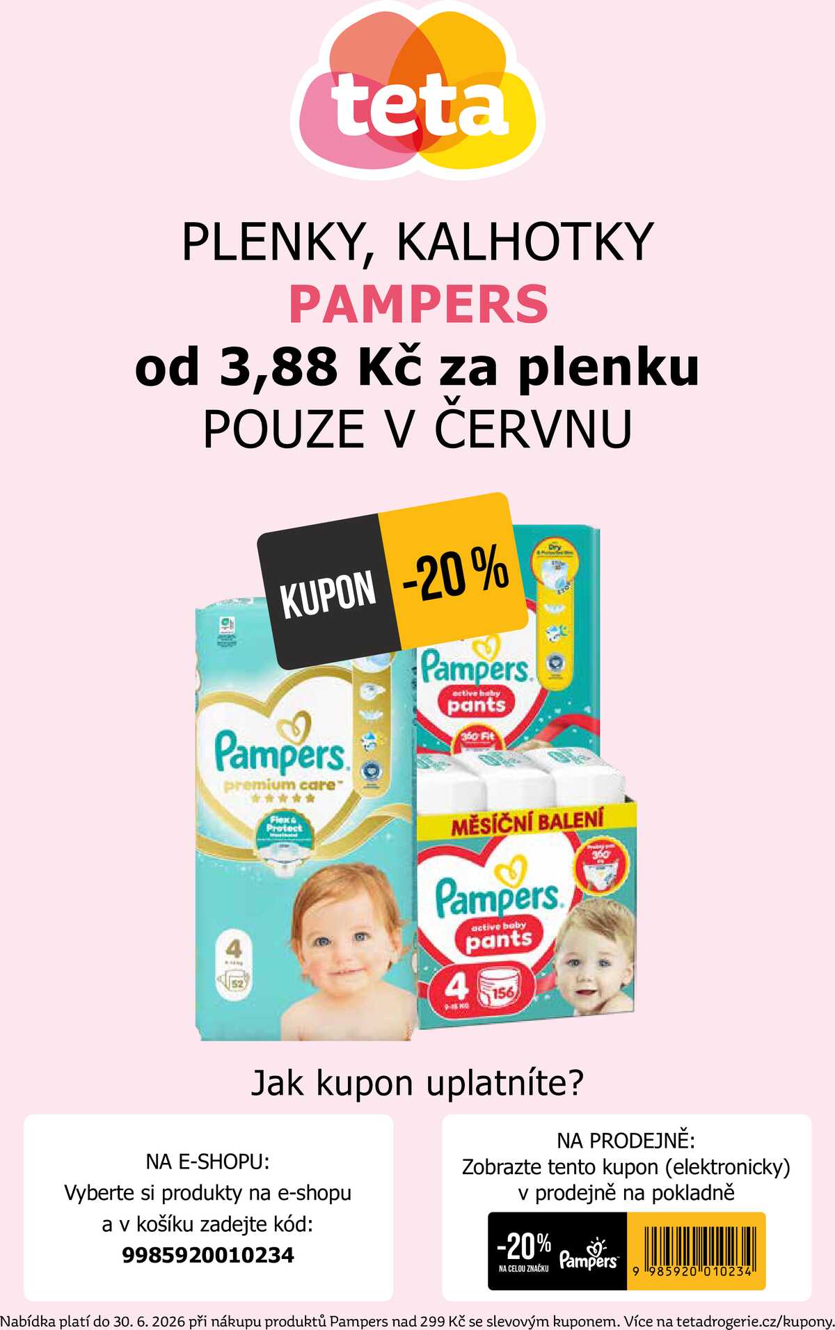 Teta drogerie akce Pampers od 3.6. do 30.6.2026 strana 1