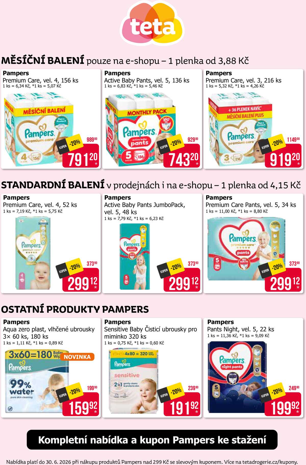 Teta drogerie akce Pampers od 3.6. do 30.6.2026 strana 2