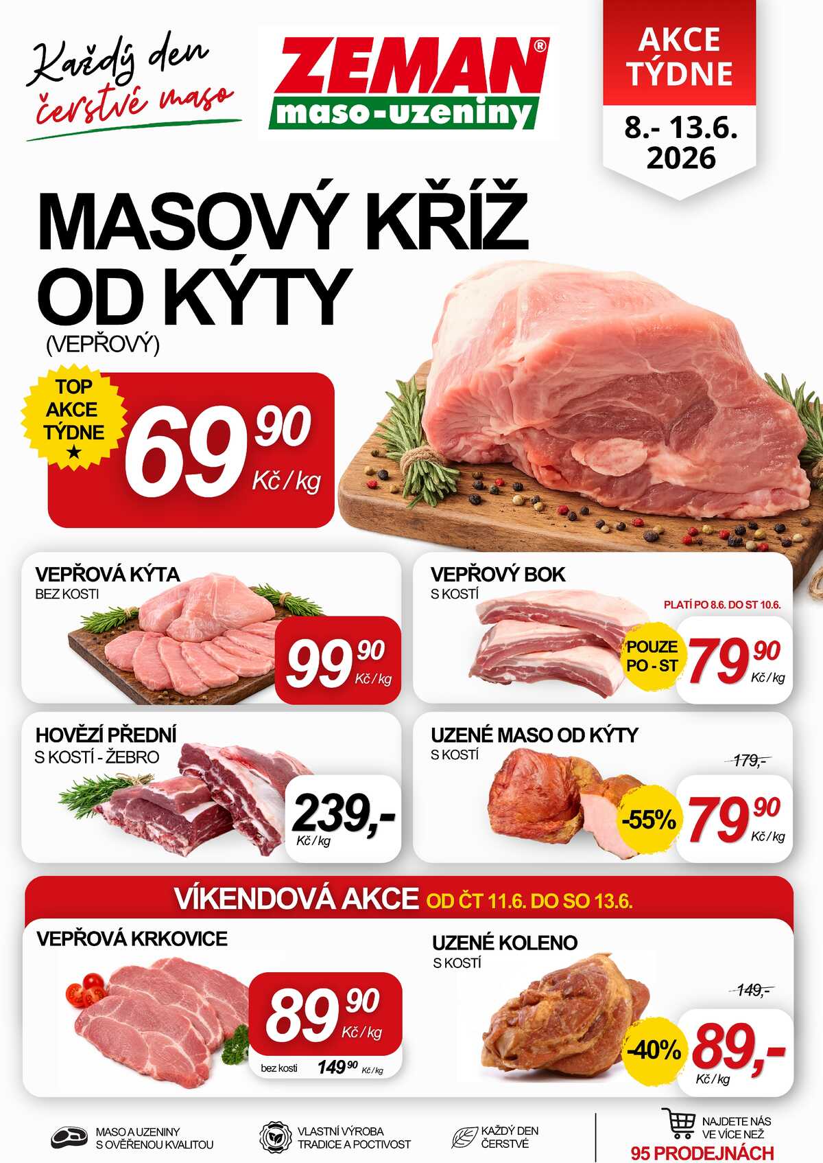 ZEMAN maso-uzeniny akční leták pro vybrané prodejny první skupiny od 8.6. do 13.6.2026 strana 1