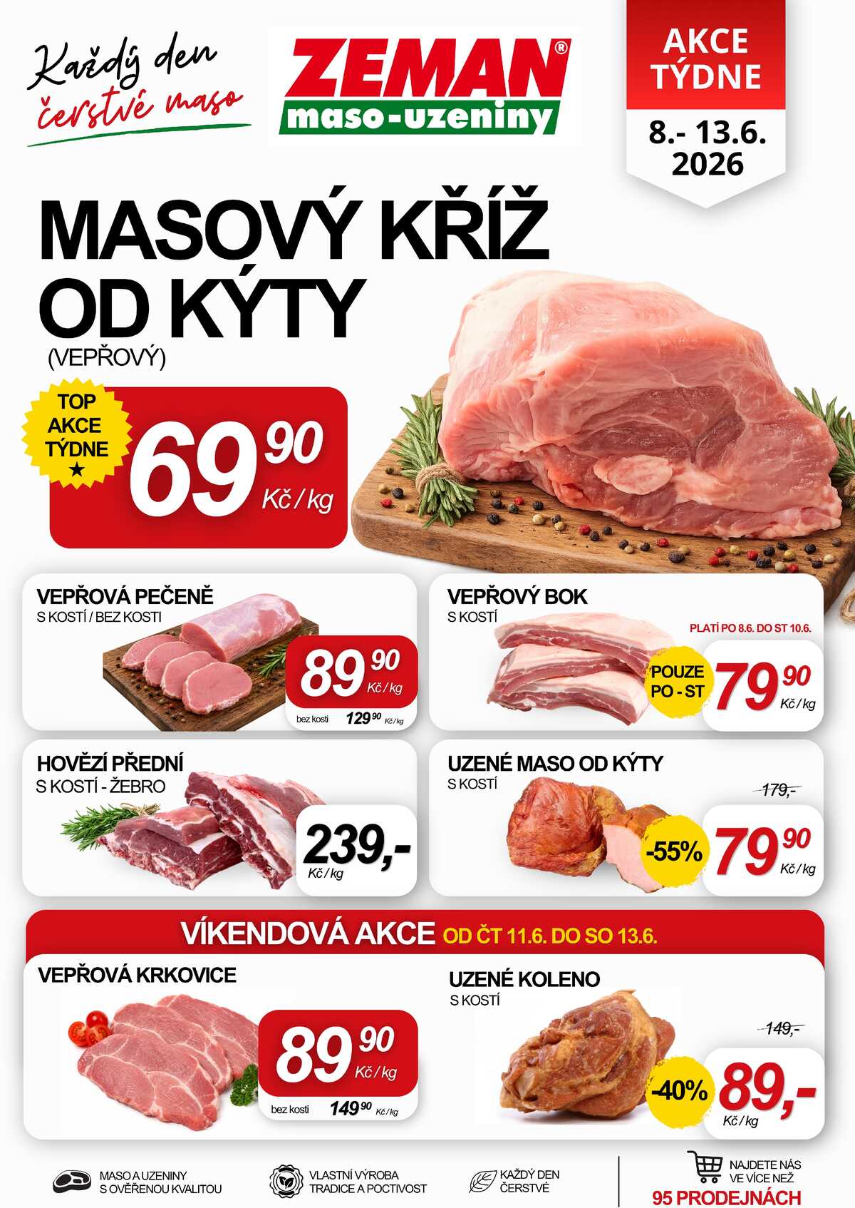 ZEMAN maso-uzeniny akční leták pro vybrané prodejny druhé skupiny od 8.6. do 13.6.2026 strana 1