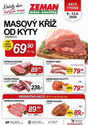 ZEMAN maso-uzeniny akční leták pro vybrané prodejny druhé skupiny od 8.6. do 13.6.2026