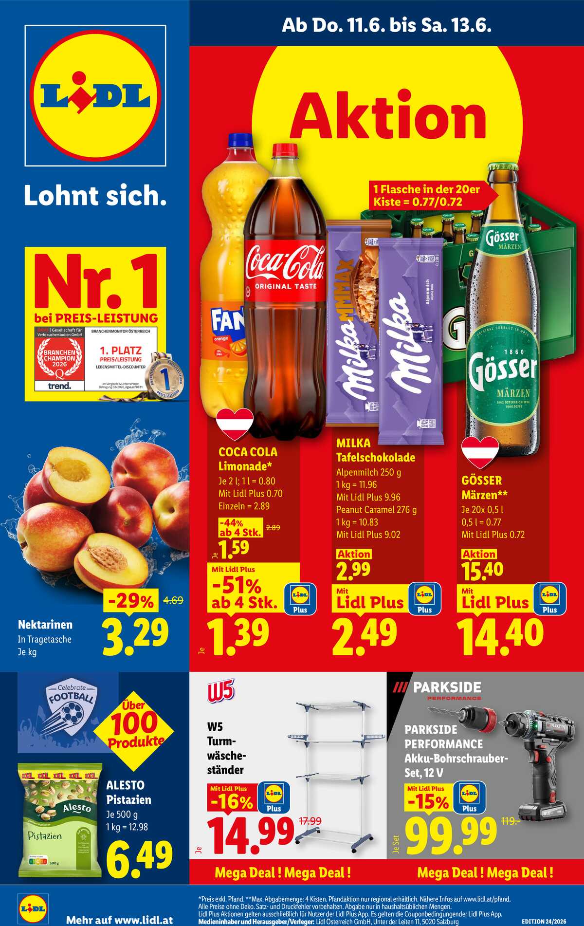 Leták Lidl Rakousko 11.6.-17.6.2026 strana 1
