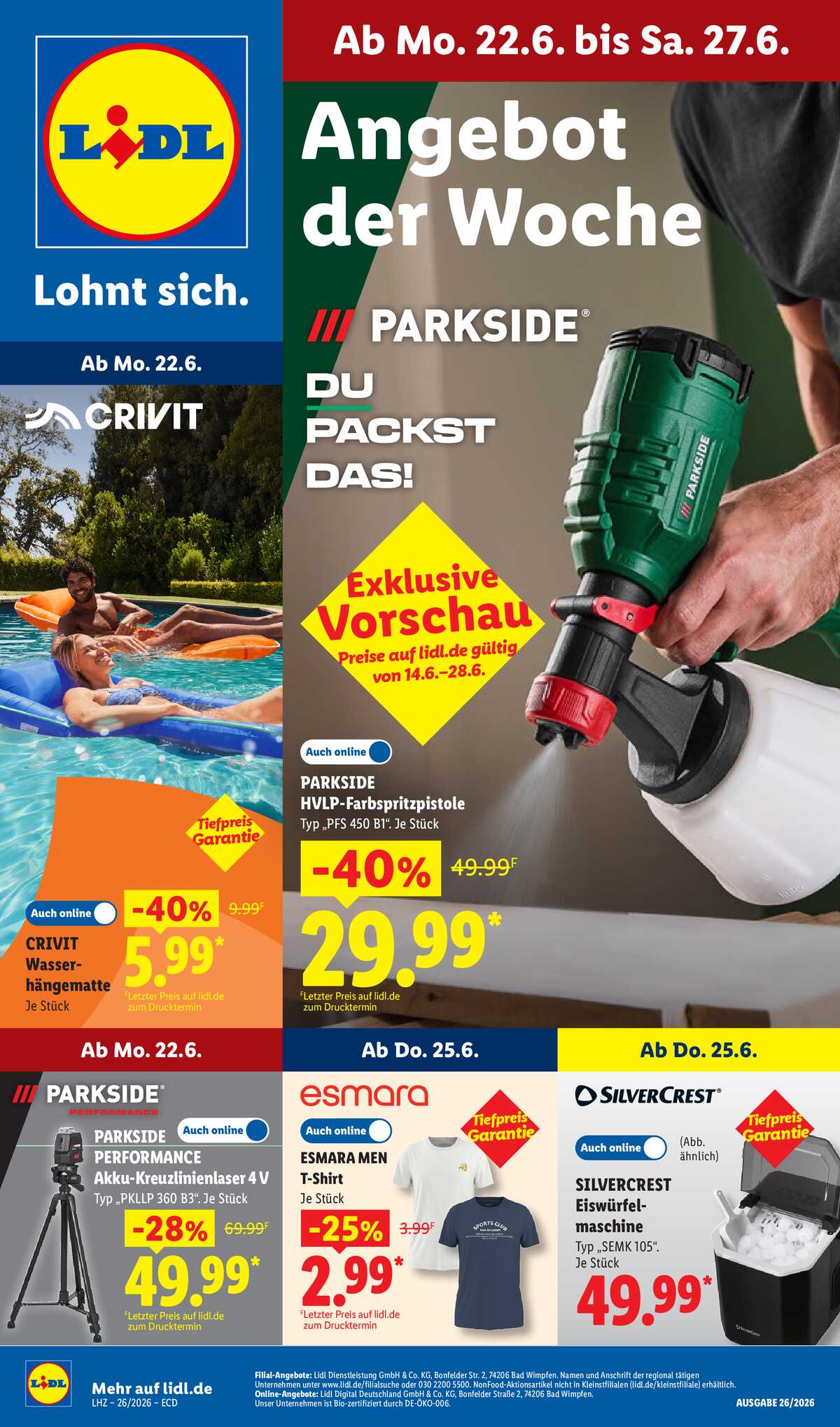 Leták Lidl Německo 22.6.-27.6.2026 strana 1