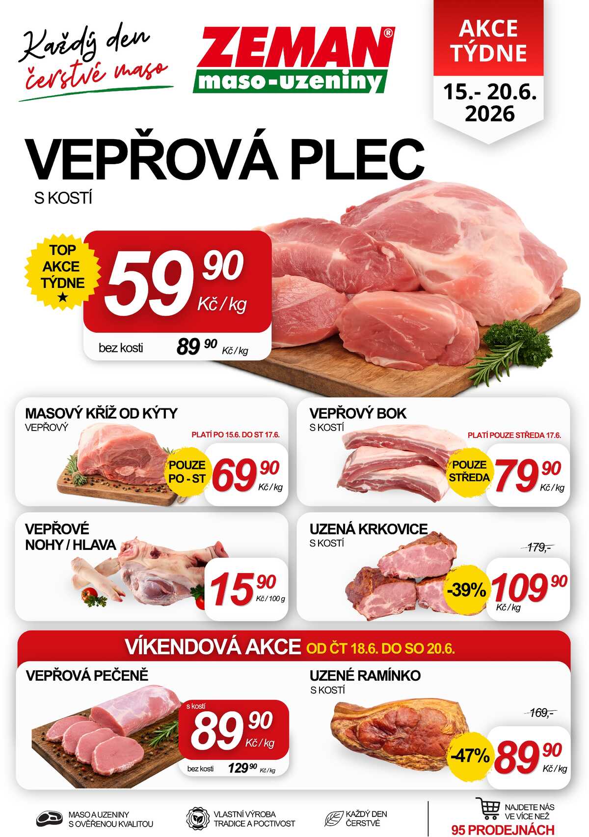 ZEMAN maso-uzeniny akční leták pro vybrané prodejny první skupiny od 15.6. do 20.6.2026 strana 1