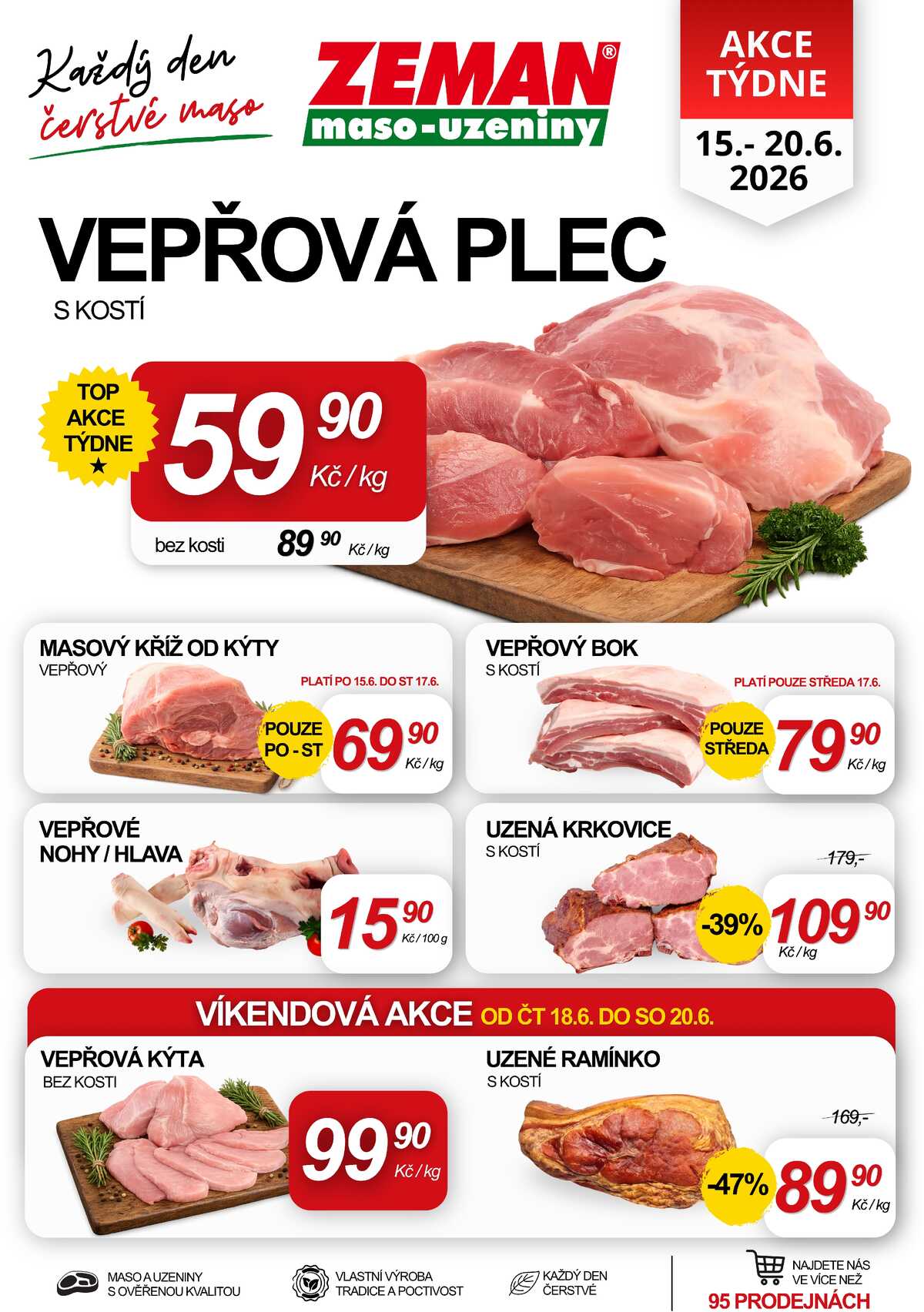 ZEMAN maso-uzeniny akční leták pro vybrané prodejny druhé skupiny od 15.6. do 20.6.2026 strana 1