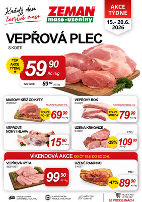 ZEMAN maso-uzeniny akční leták pro vybrané prodejny druhé skupiny od 15.6. do 20.6.2026