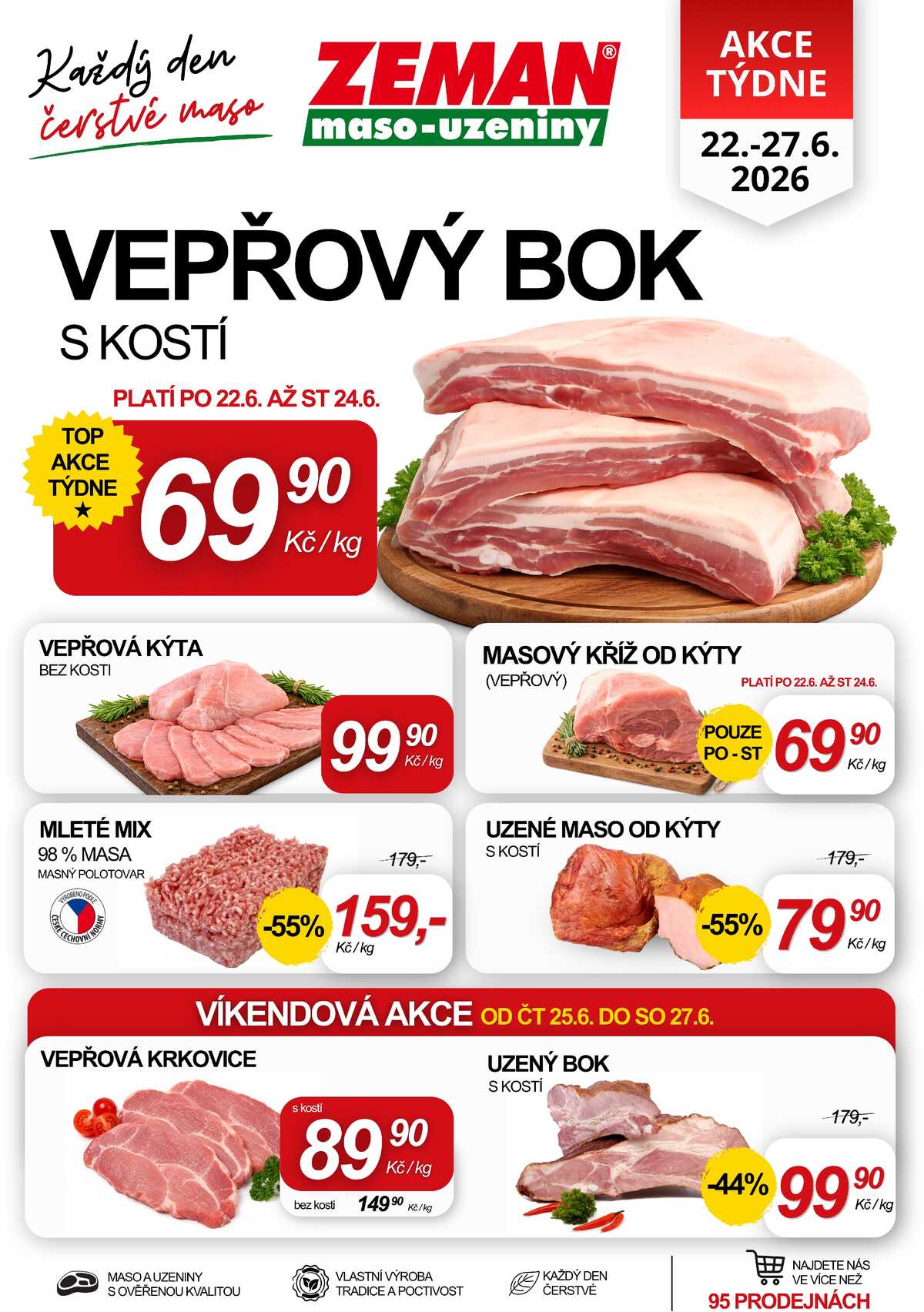 ZEMAN maso-uzeniny akční leták pro vybrané prodejny první skupiny od 22.6. do 27.6.2026 strana 1