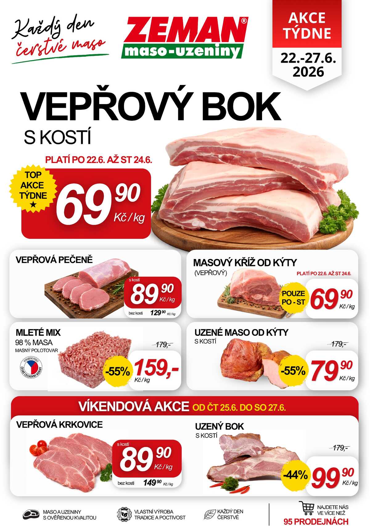 ZEMAN maso-uzeniny akční leták pro vybrané prodejny druhé skupiny od 22.6. do 27.6.2026 strana 1