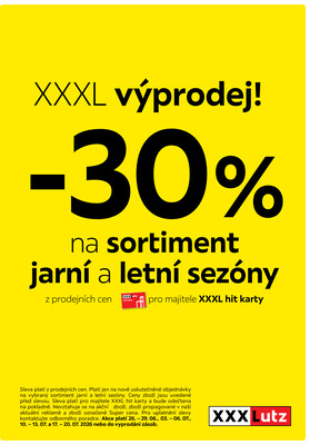 XXXLutz - 30 % na sortiment jarní a letní sezóny